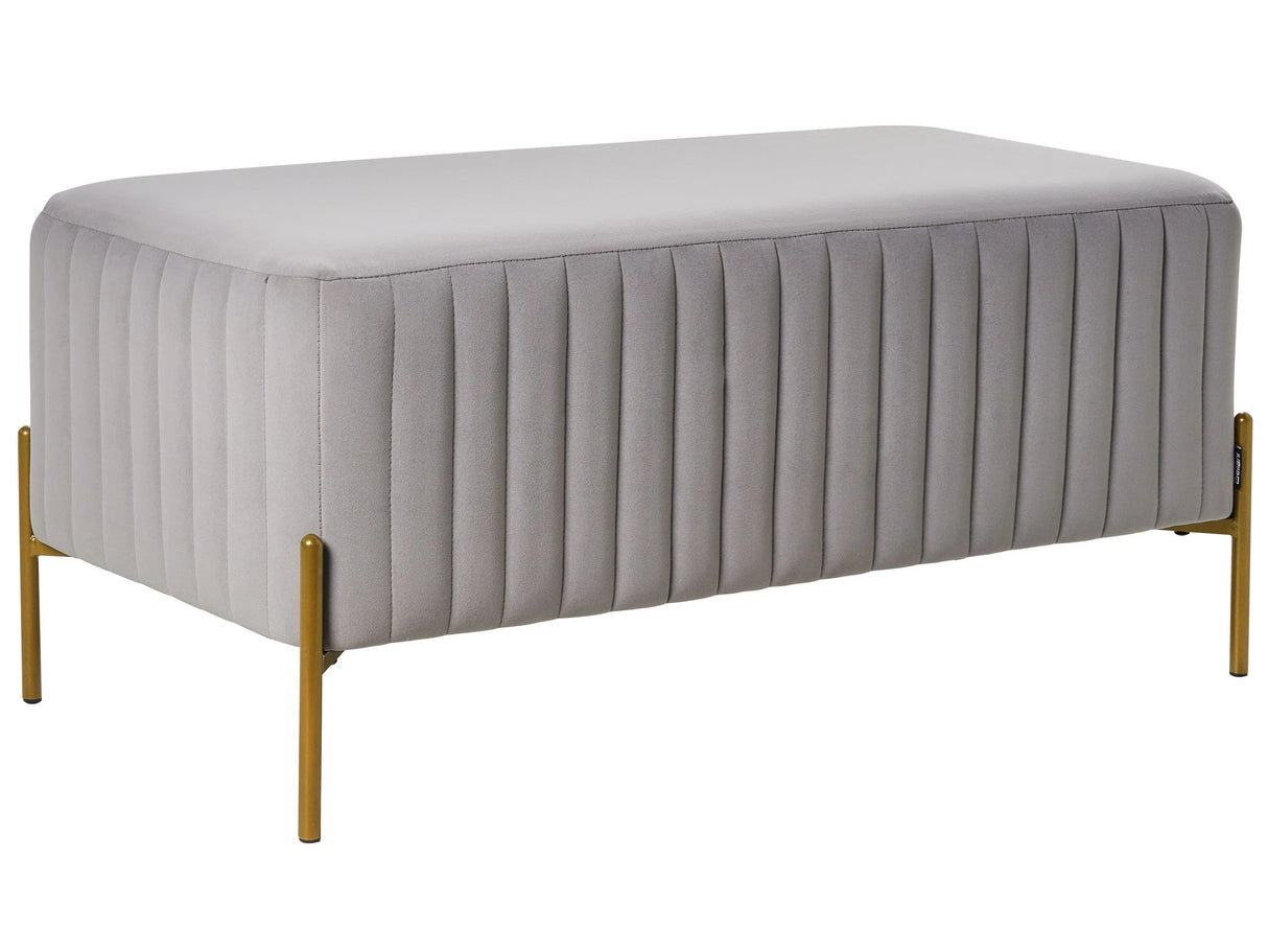 Bench Grey Velvet Upholstery Gold Metal Legs 91 x 47 cm Rectangular Seat Glamour Living Room Beliani