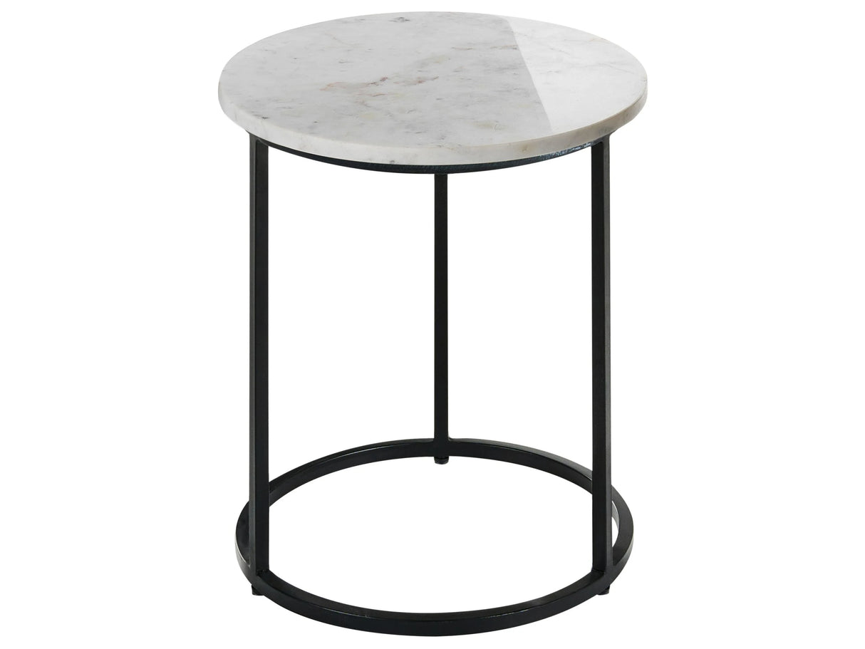 Side Table White Base 40 cm Metal Frame Ceramic Top Marble Modern Design Living Room Beliani