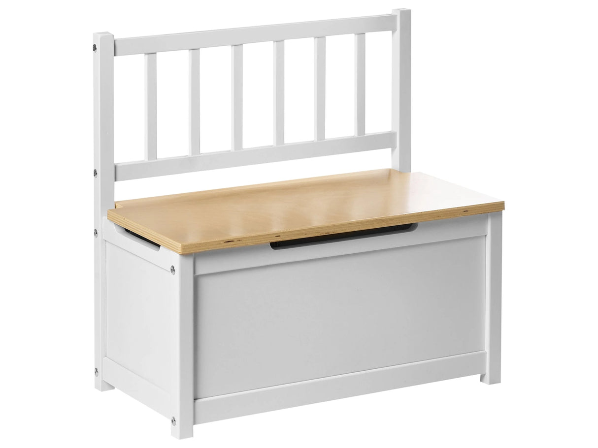 Kids Room Storage Bench White Light Brown Pine Wood Plywood Scandinavian Style for Children's Beliani