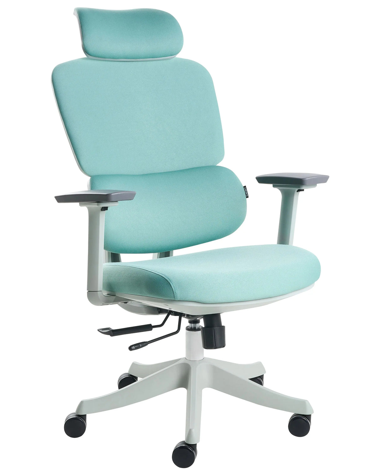 Office Chair Teal Polyester Upholstery Adjustable Armrests and Headrest Sliding Seat Height Adjustment Swivel Base Tilting Backrest Beliani