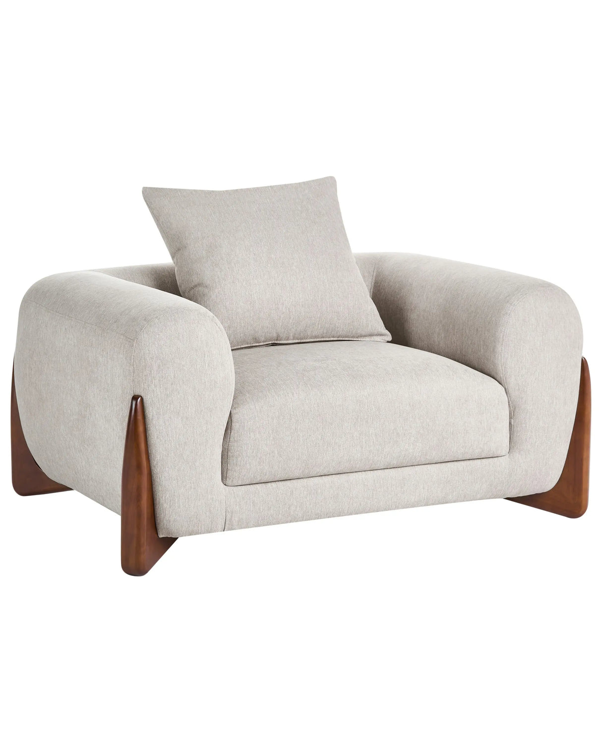 Armchair Taupe Fabric Upholstery Wooden Legs with Armrests Living Room Reading Corner Modern Style Beliani