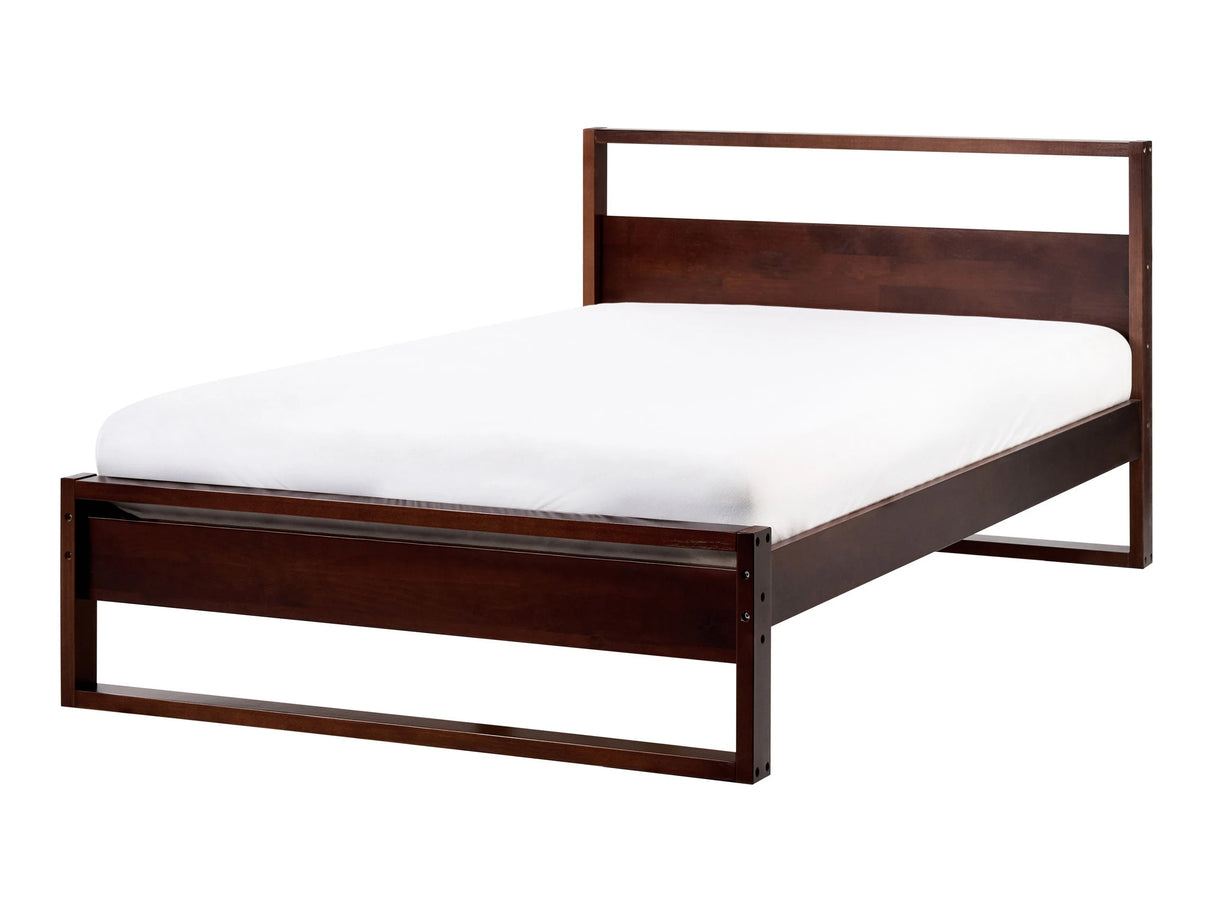 EU Double Bed Frame Dark Pine Wood 120 x 200 cm 4ft Slatted Beliani