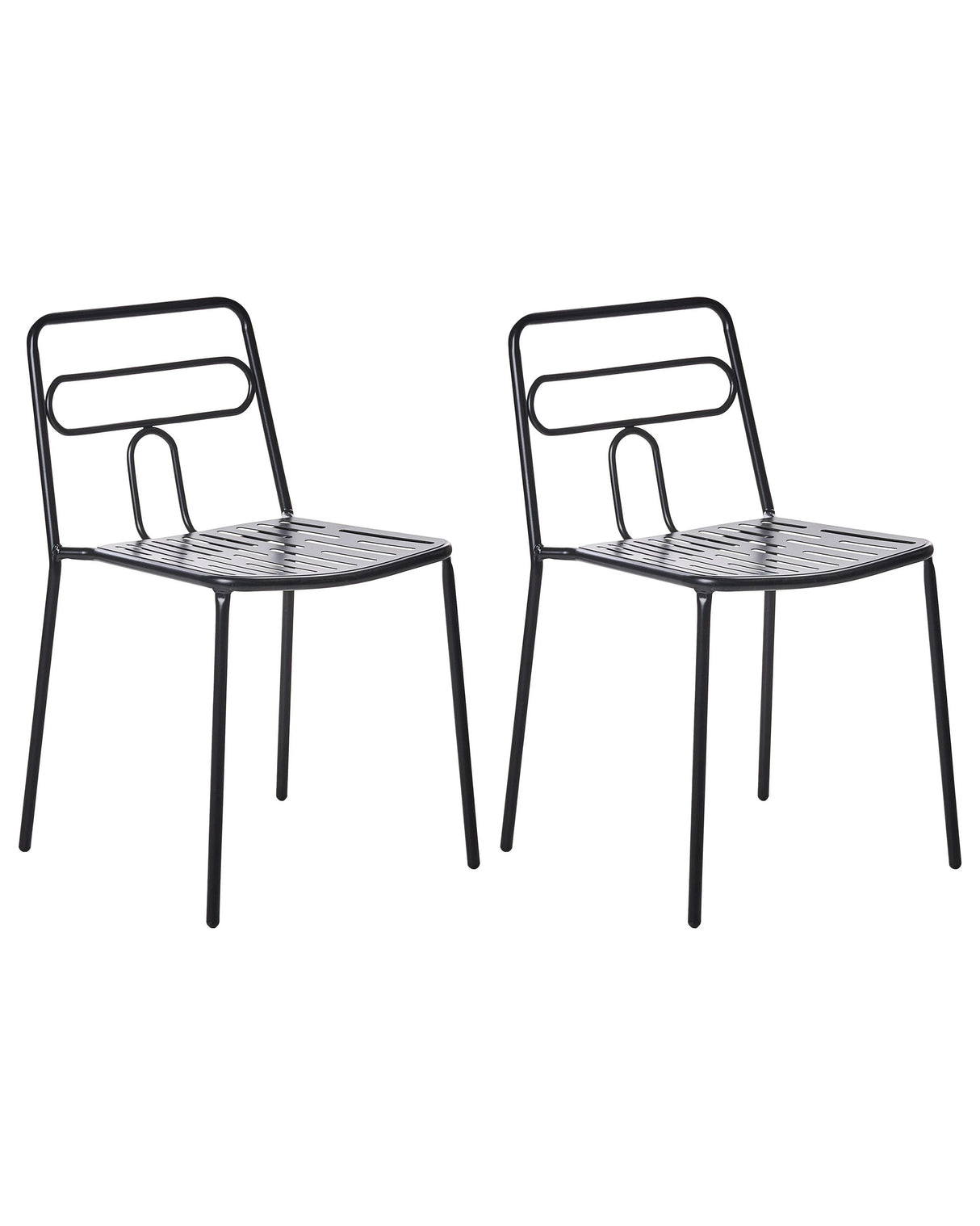 Set of 2 Garden Chairs Black Steel Frame Stackable Outdoor Patio Modern Beliani