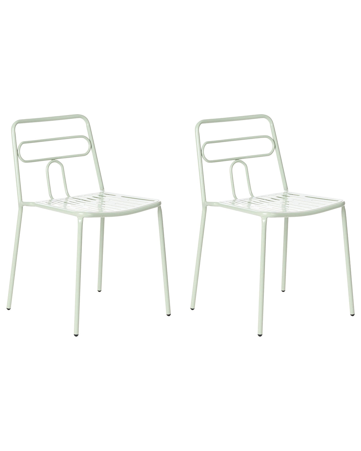 Set of 2 Garden Chairs Light Green Steel Frame Stackable Outdoor Patio Modern Beliani