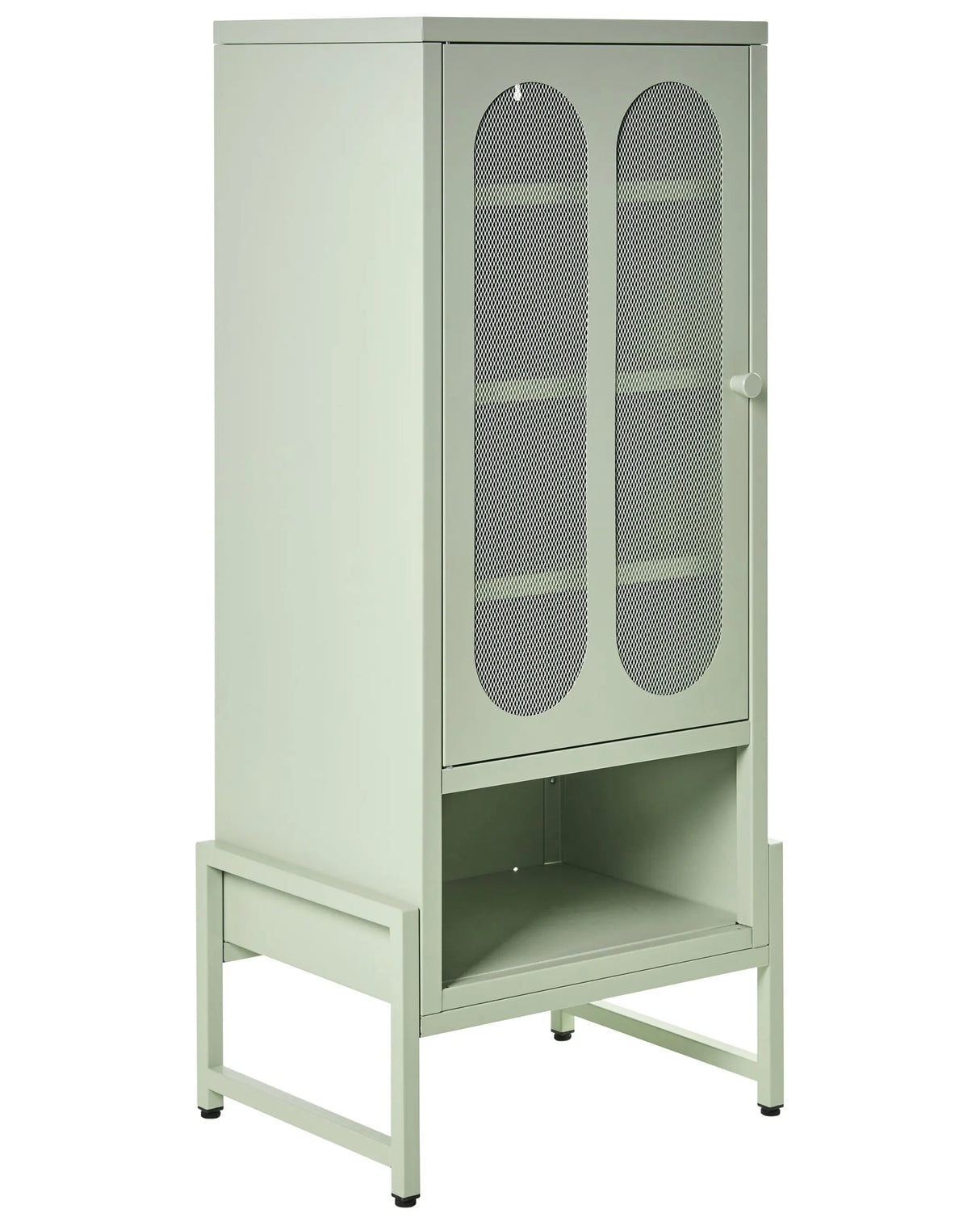1 Door Sideboard Mint Green Steel Oval Perforated Doors 5 Shelves Ventilation Slots Leg Caps Home Office Furniture Industrial Design Beliani