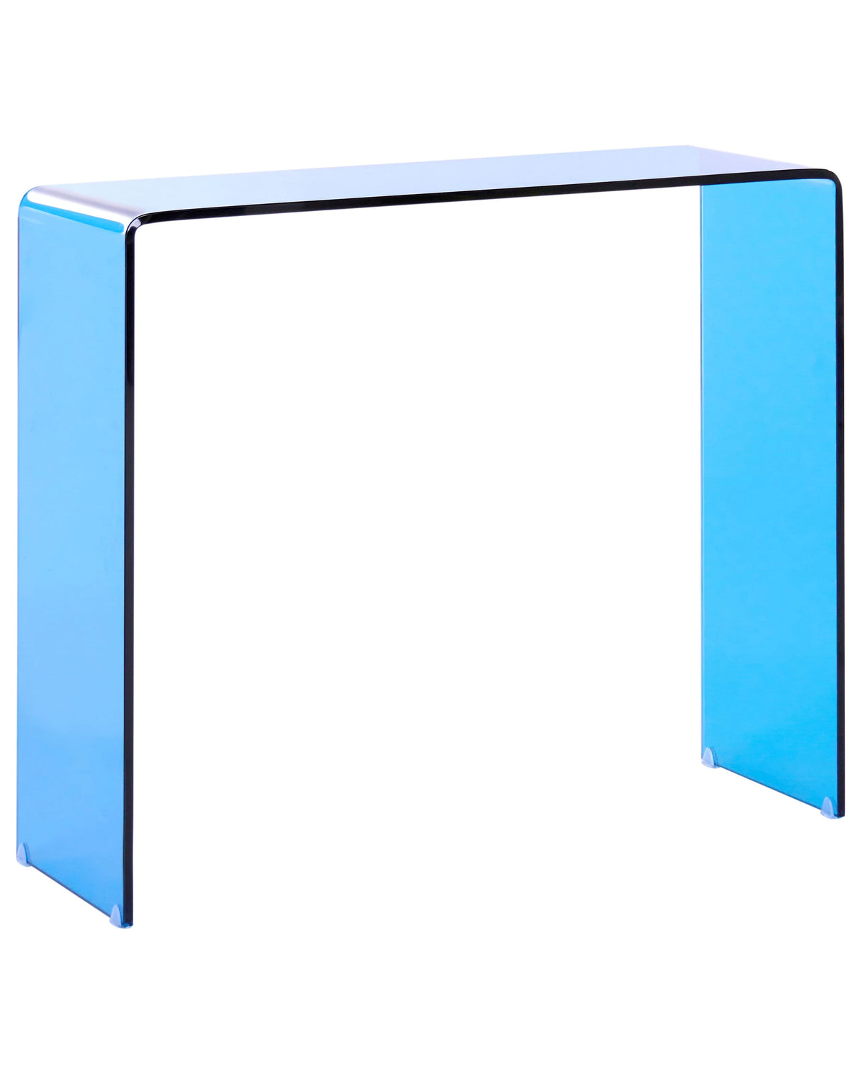 Console Table Blue Transparent Glass 90 x 30 cm Rectangular Minimalist Beliani