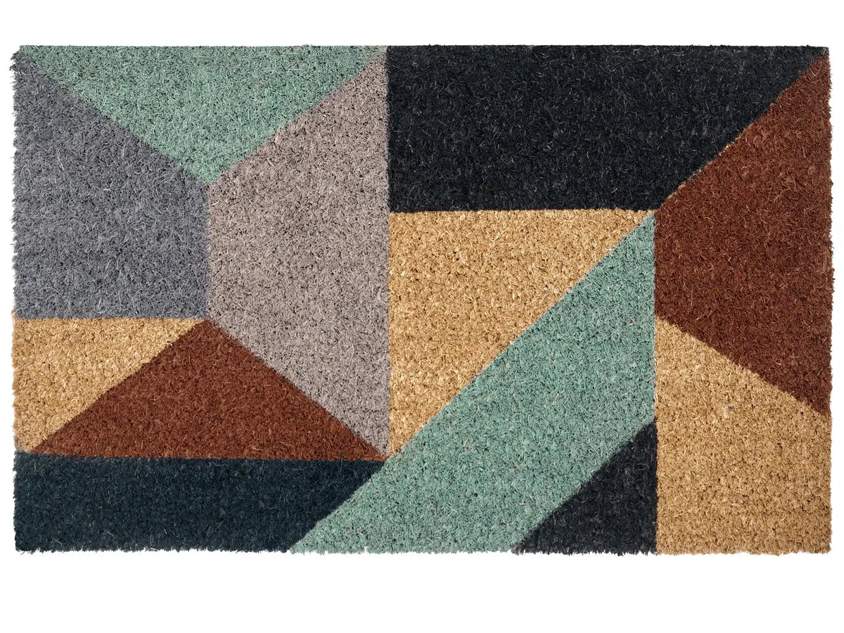 Doormat Multicolour Coir with Anti-Slip Bottom 45 x 75 cm Anti Slip Decoration Geometric Pattern Welcome Mat Beliani