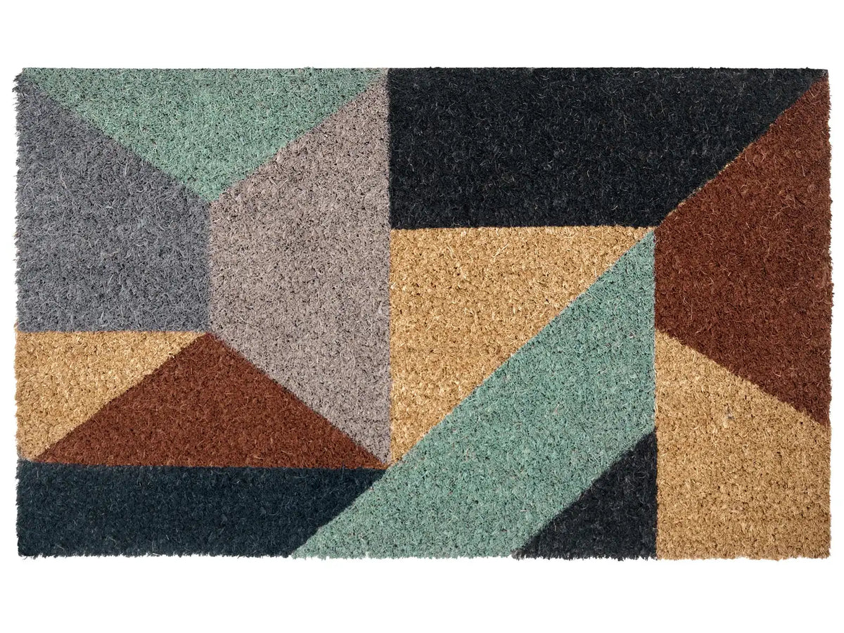 Doormat Multicolour Coir with Anti-Slip Bottom 50 x 80 cm Anti Slip Decoration Geometric Pattern Welcome Mat Beliani