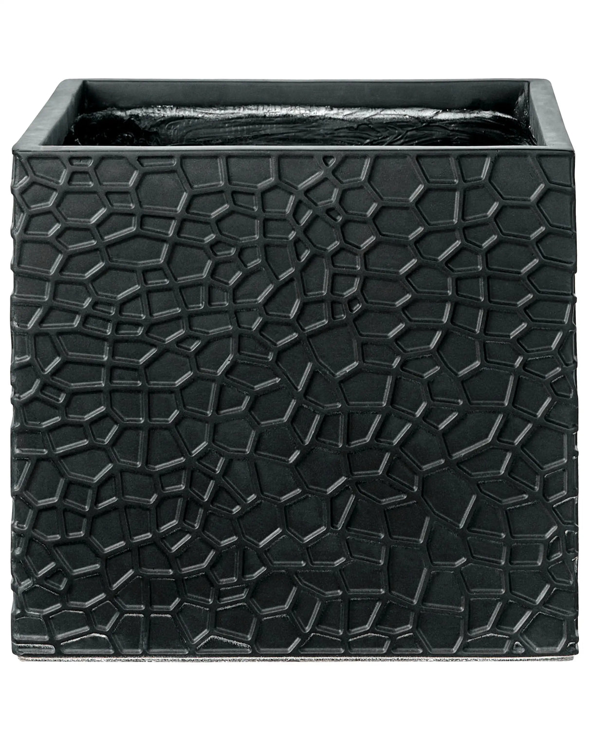Flower Pot Black Fibre Clay Indoor and Outdoor Planter Square 42 x 42 x 38 cm Decorative Accent Modern Design Living Room Garden Beliani