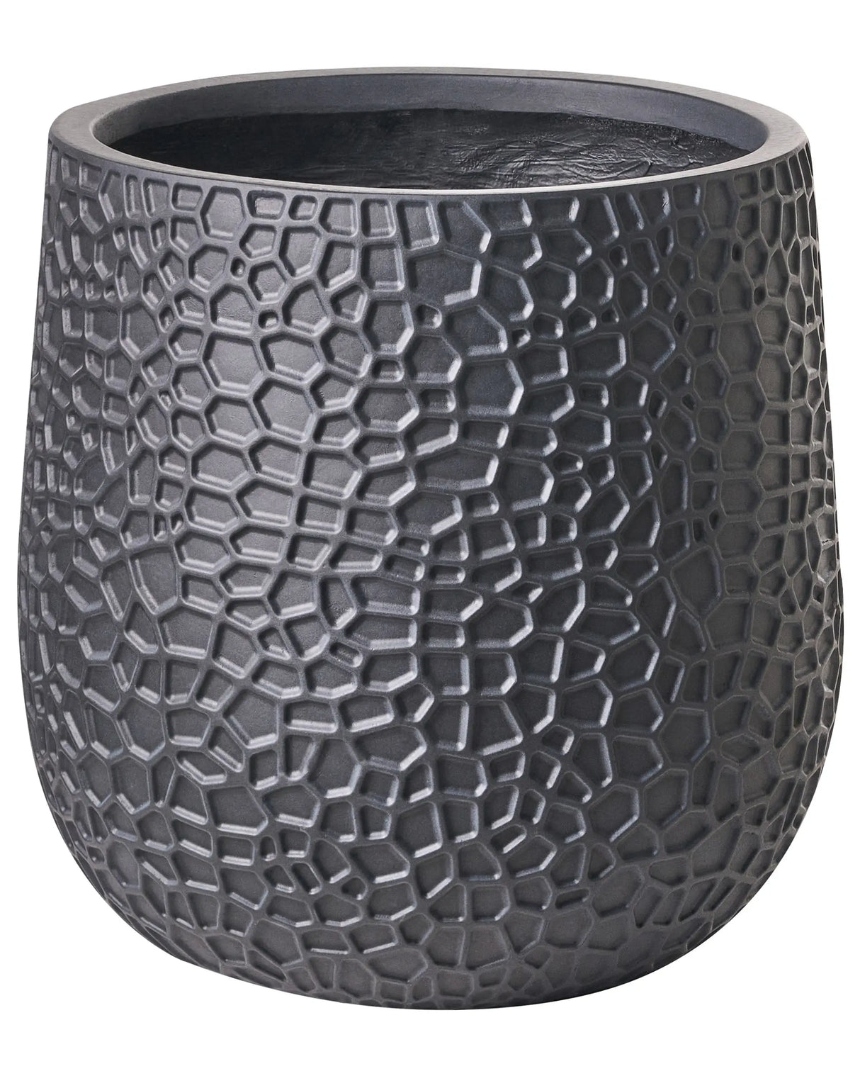 Flower Pot Black Fibre Clay Indoor and Outdoor Planter Round 41 x 41 x 43 cm Decorative Accent Modern Design Living Room Garden Beliani