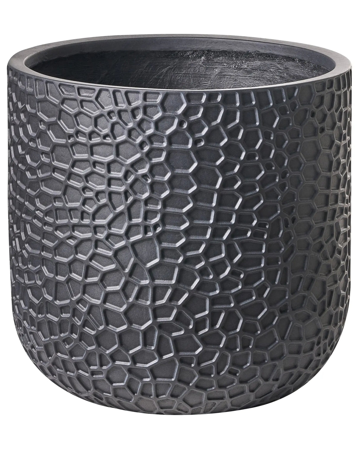 Flower Pot Black Fibre Clay Indoor and Outdoor Planter Round 43 x 43 x 42 cm Decorative Accent Modern Design Living Room Garden Beliani