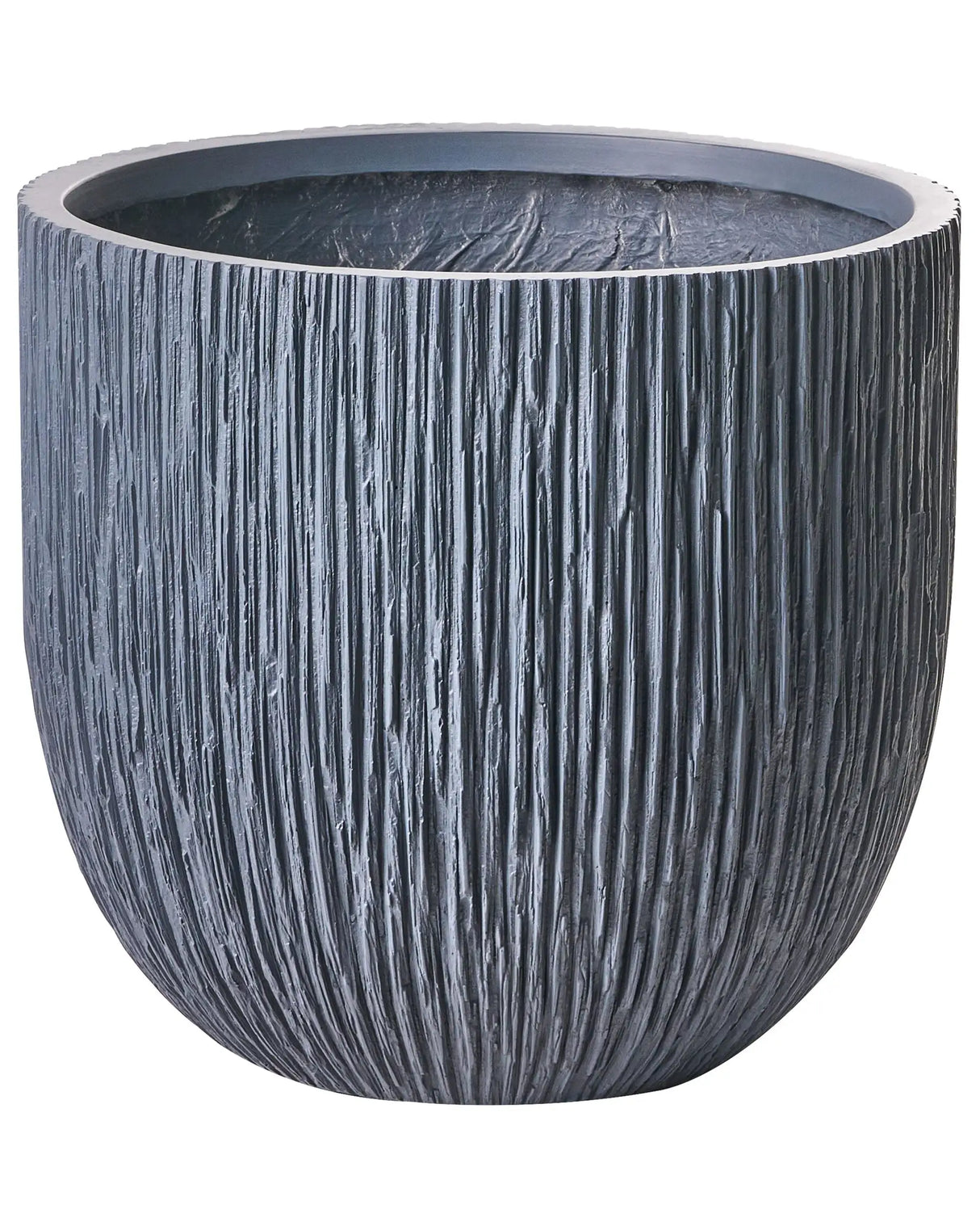 Flower Pot Grey Fibre Clay Indoor and Outdoor Planter Round 42 x 42 x 39 cm Decorative Fluting Modern Design Living Room Garden Beliani