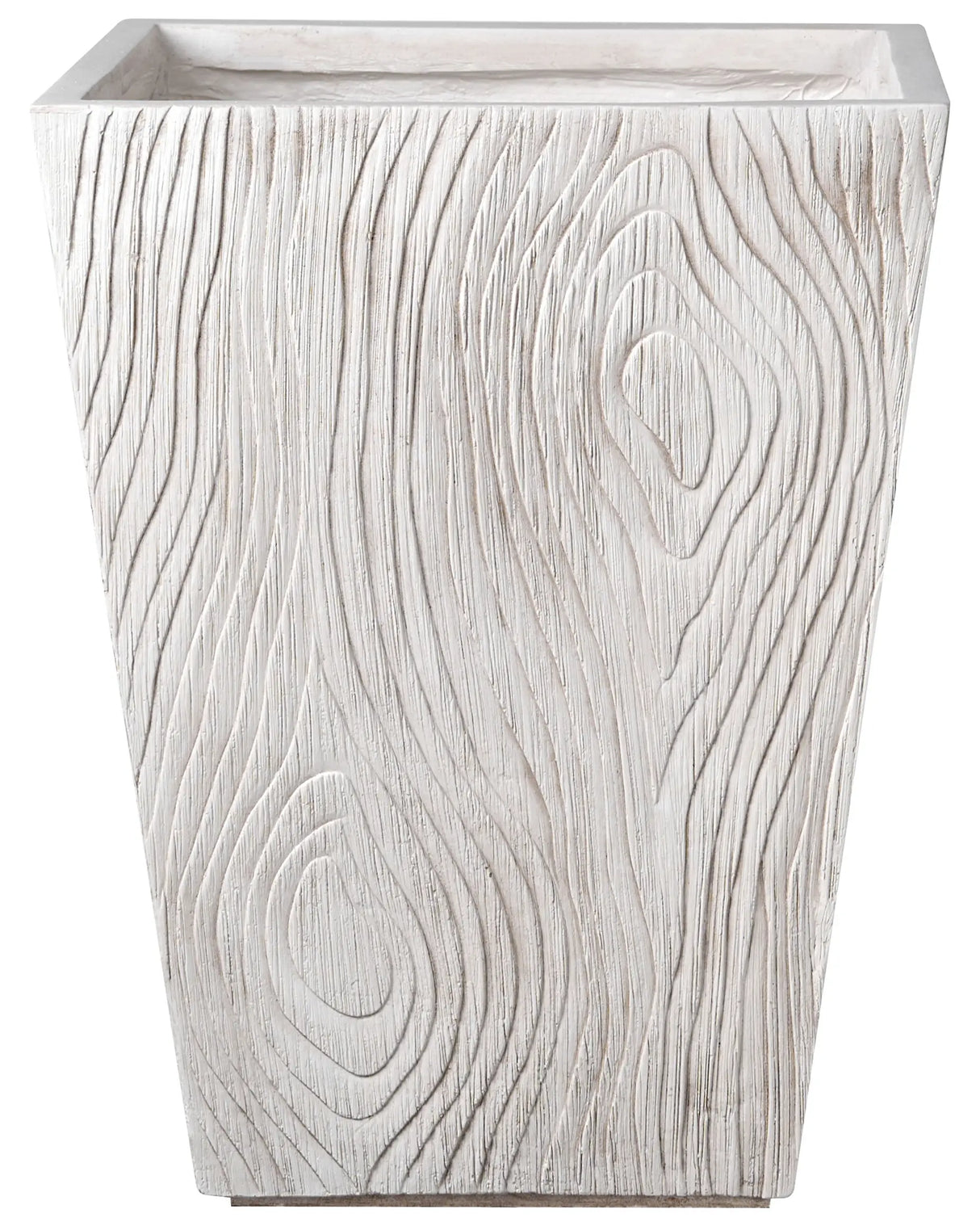 Flower Pot Light Beige Fibre Clay Indoor and Outdoor Planter Square 42 x 42 x 50 cm Decorative Fluting Modern Design Living Room Garden Beliani