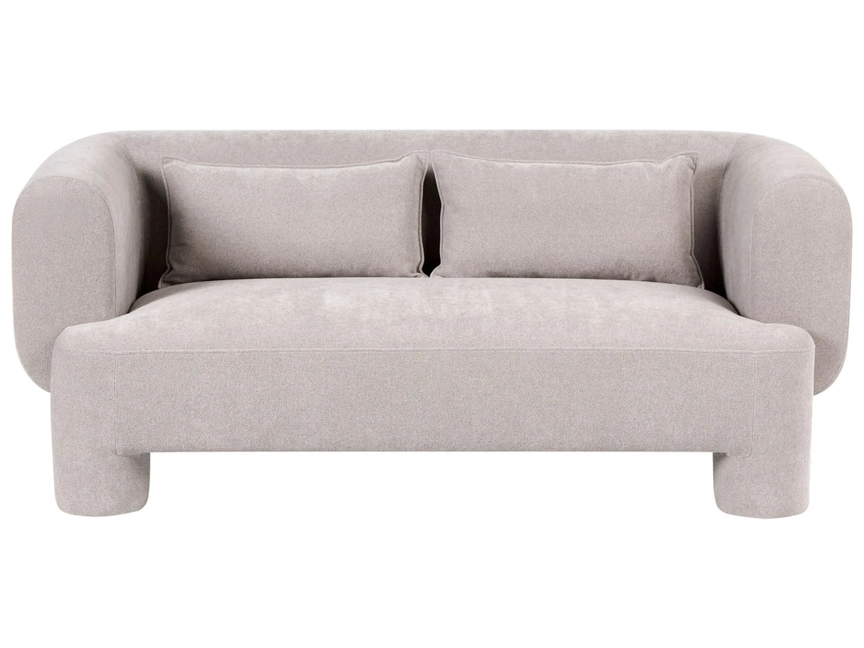 3 Seater Sofa Dark Beige Fabric Upholstery Plush Texture Cylindrical Legs Organic Style Beliani