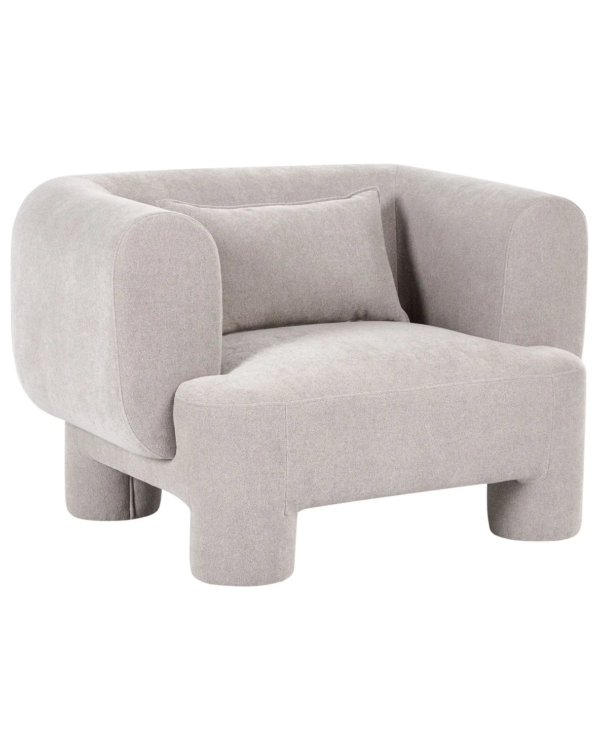 Armchair Dark Beige Fabric Upholstery Plush Texture Cylindrical Legs Organic Style Beliani
