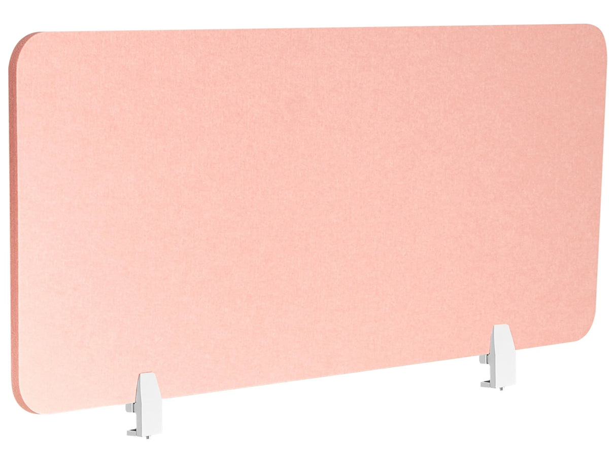 Desk Screen Peach Pink PET Board Fabric Cover 160 x 50 cm Acoustic Screen Modular Mounting Clamps Home Office Beliani