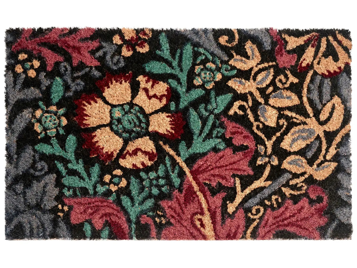 Doormat Multicolour Natural Coir PVC Backing Anti-Slip 45 x 75 cm Floral Motif Modern Indoor Outdoor Decoration Beliani