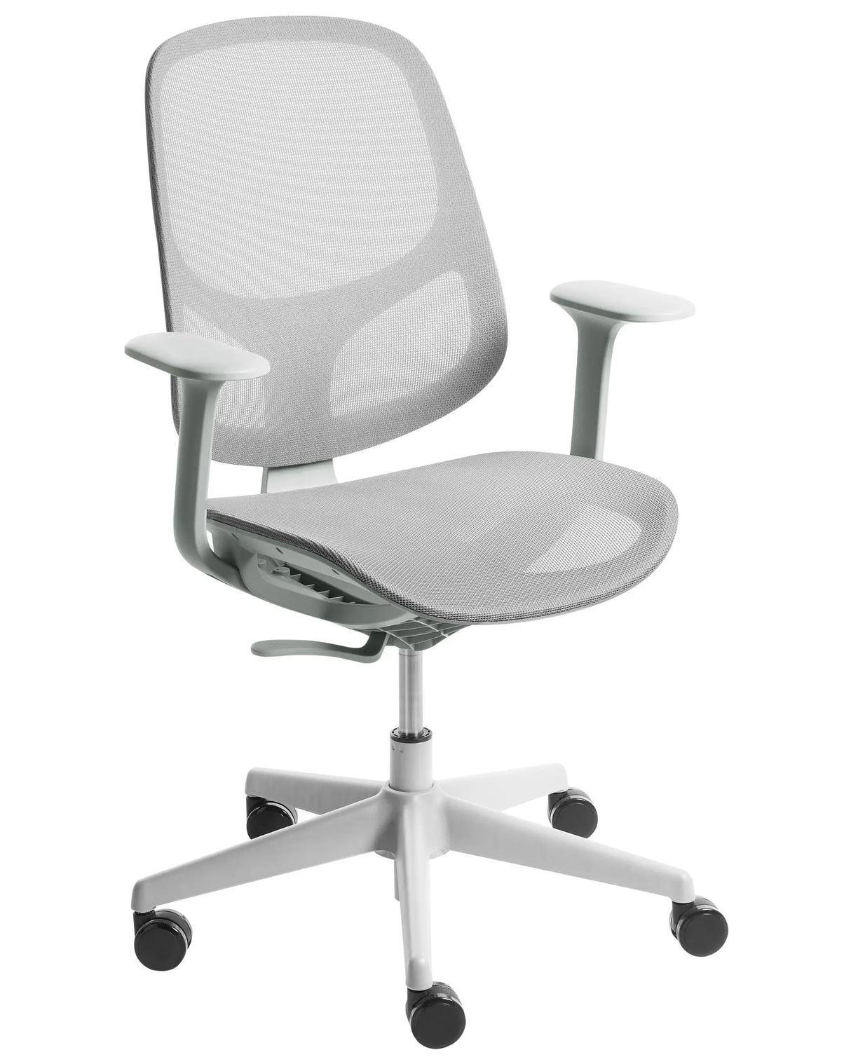 Office Chair Grey Mesh Swivel Base Armrests Adjustable Height Home Office Open-Space Beliani