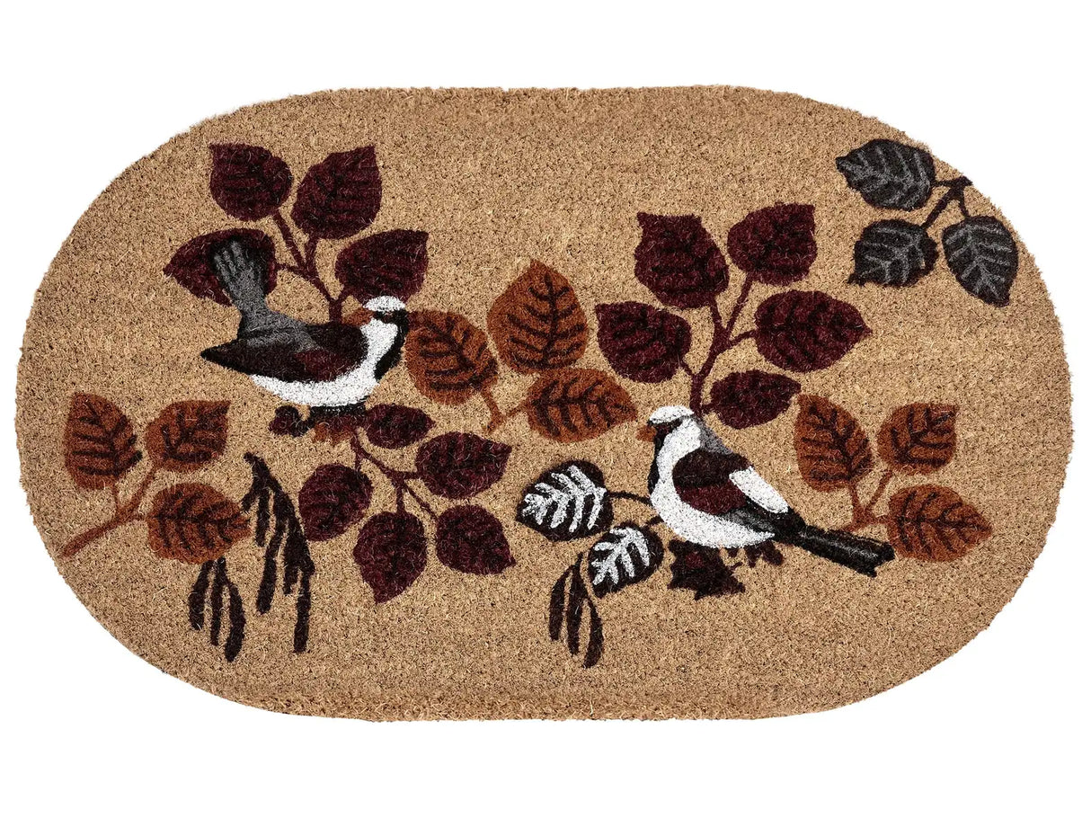 Doormat Natural Coir PVC Backing Anti-Slip 50 x 80 cm Bird Motif Modern Indoor Outdoor Decoration Beliani