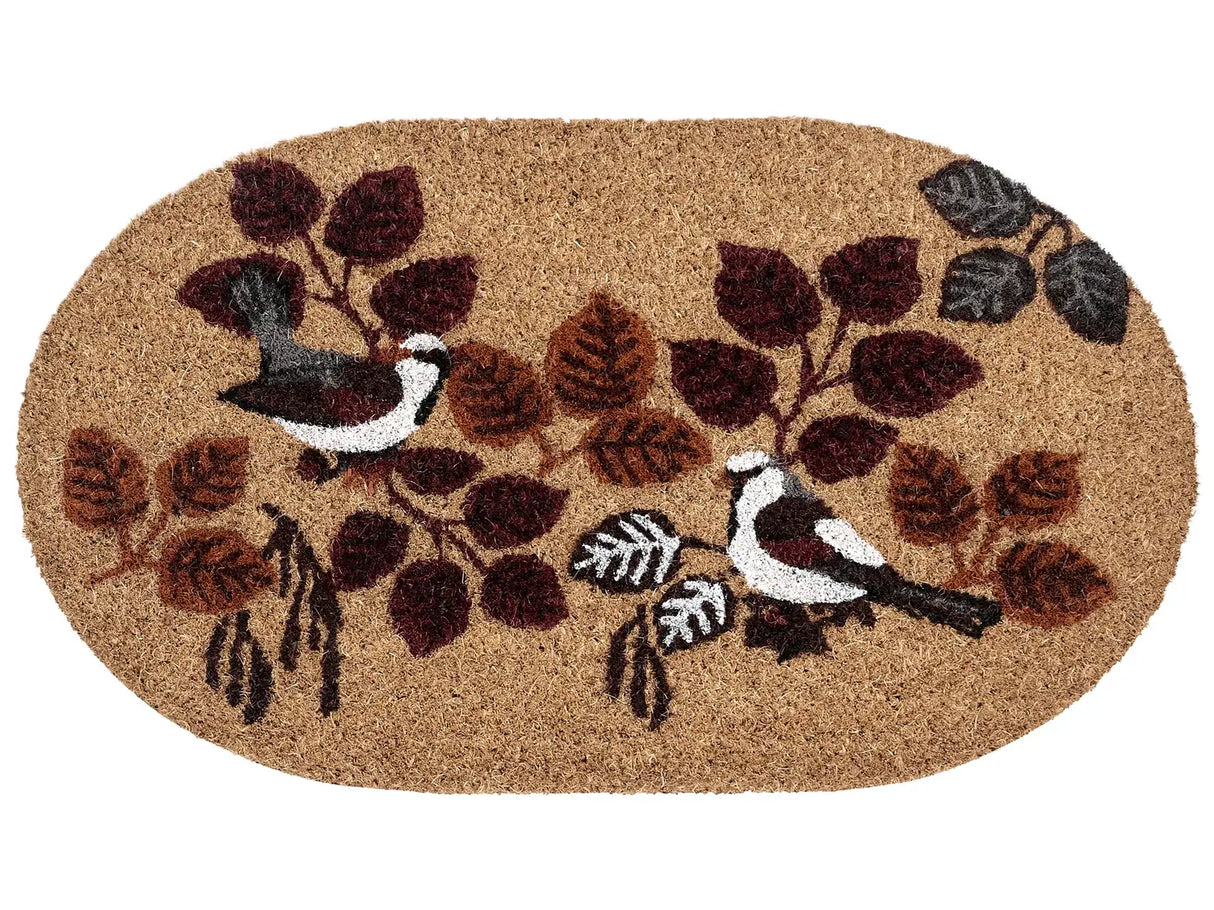 Doormat Natural Coir PVC Backing Anti-Slip 45 x 75 cm Bird Motif Modern Indoor Outdoor Decoration Beliani