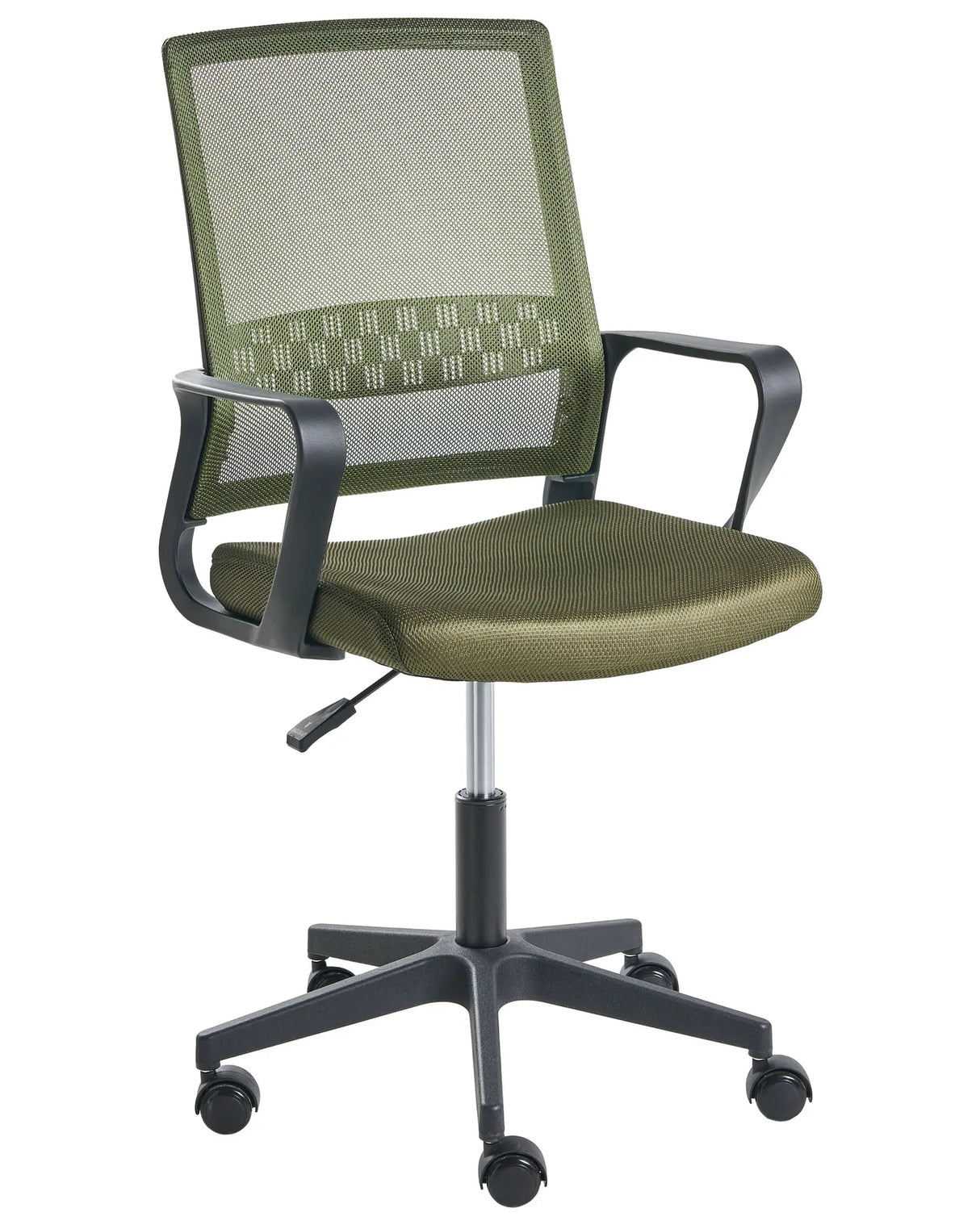 Office Chair Dark Green Mesh Fabric Upholstery Adjustable Height Swivel Desk Computer Home Office Beliani