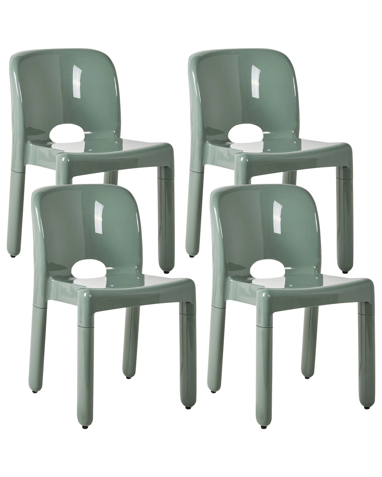 Set of 4 Dining Chairs Green Plastic Indoor Outdoor Stacking Garden without Armrests Minimalistic Style Beliani
