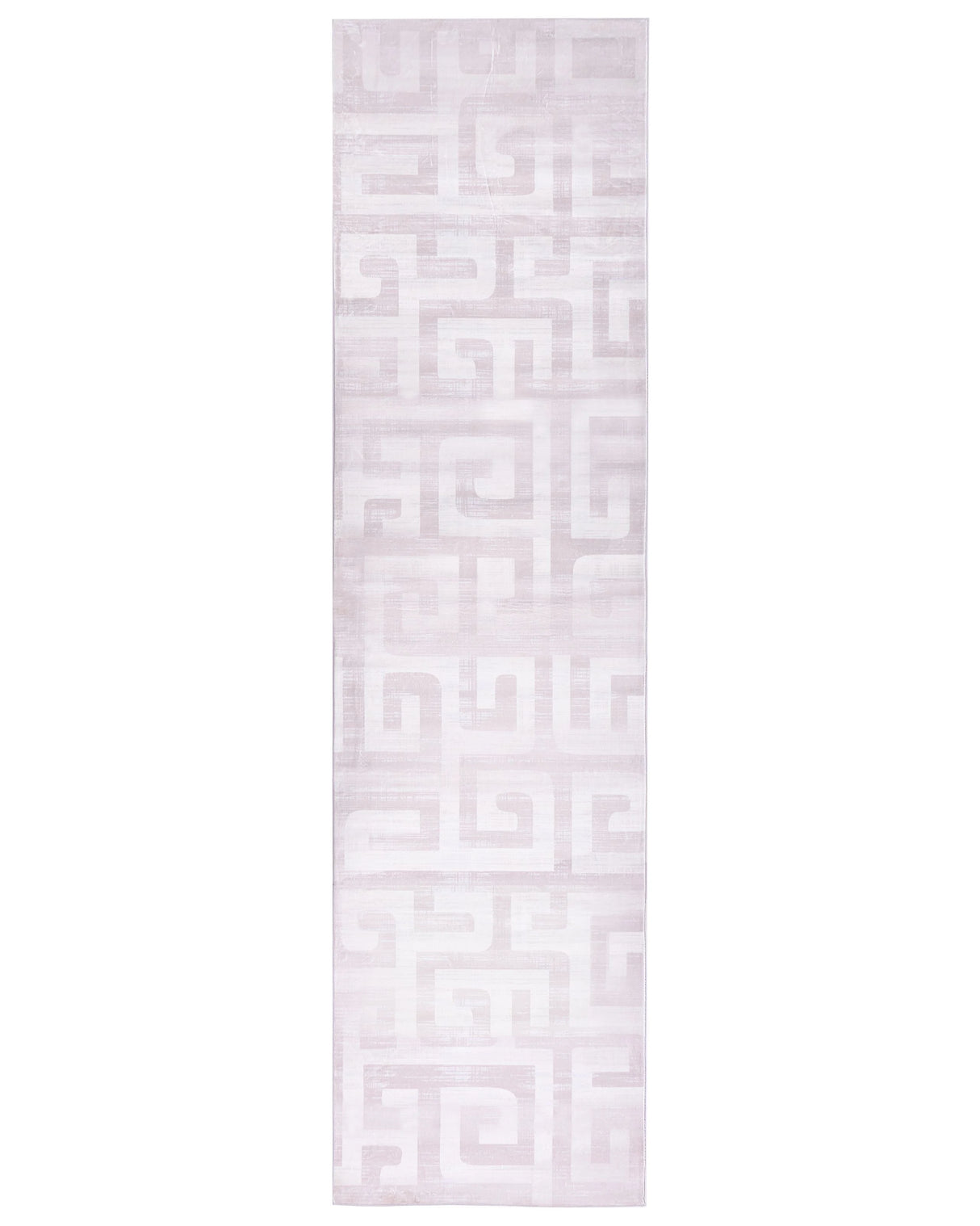 Runner Rug Beige Fabric 80 x 300 cm Modern Geometric Pattern Hallway For Underfloor Heating Anti-Slip Bottom Beliani