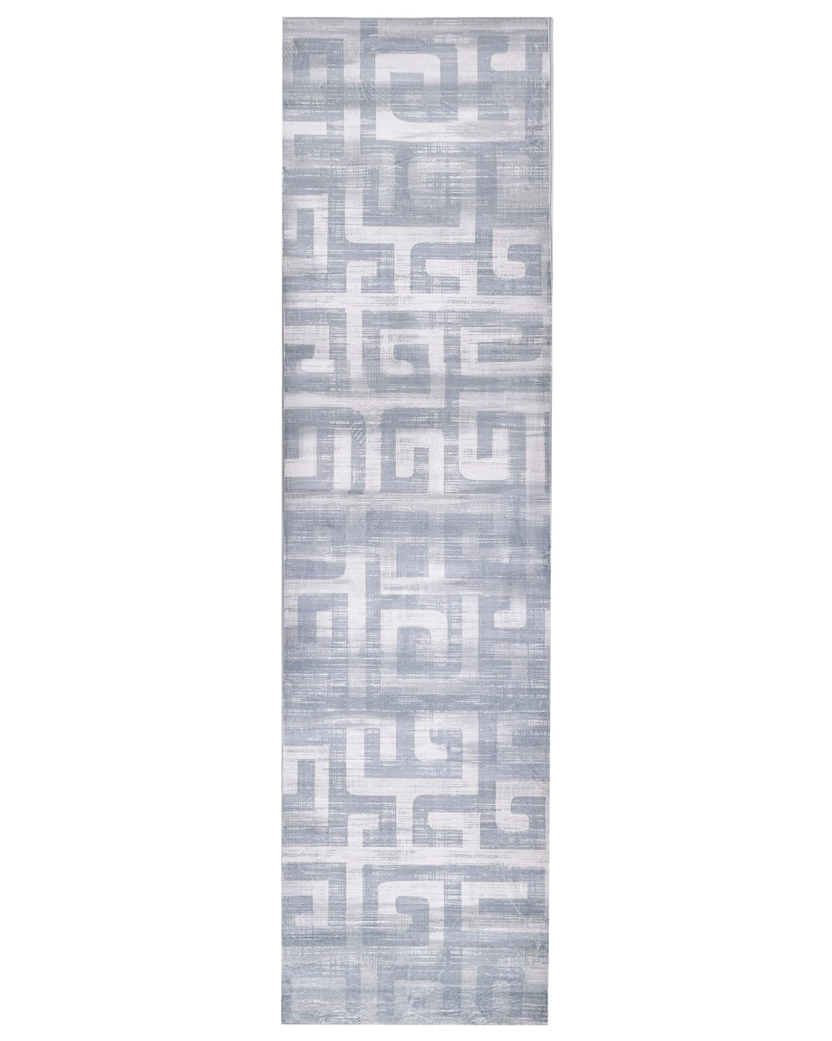 Runner Rug Grey Fabric 80 x 300 cm Modern Geometric Pattern Hallway For Underfloor Heating Anti-Slip Bottom Beliani