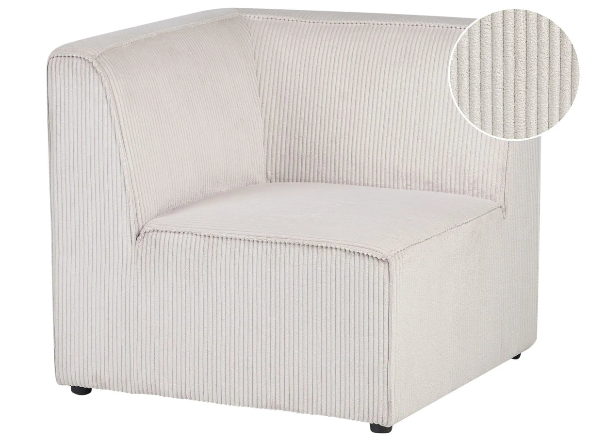 Corner Section Beige Corduroy 1-Seat Jumbo Cord Left Hand Sofa Module Modern Single-Seat Beliani