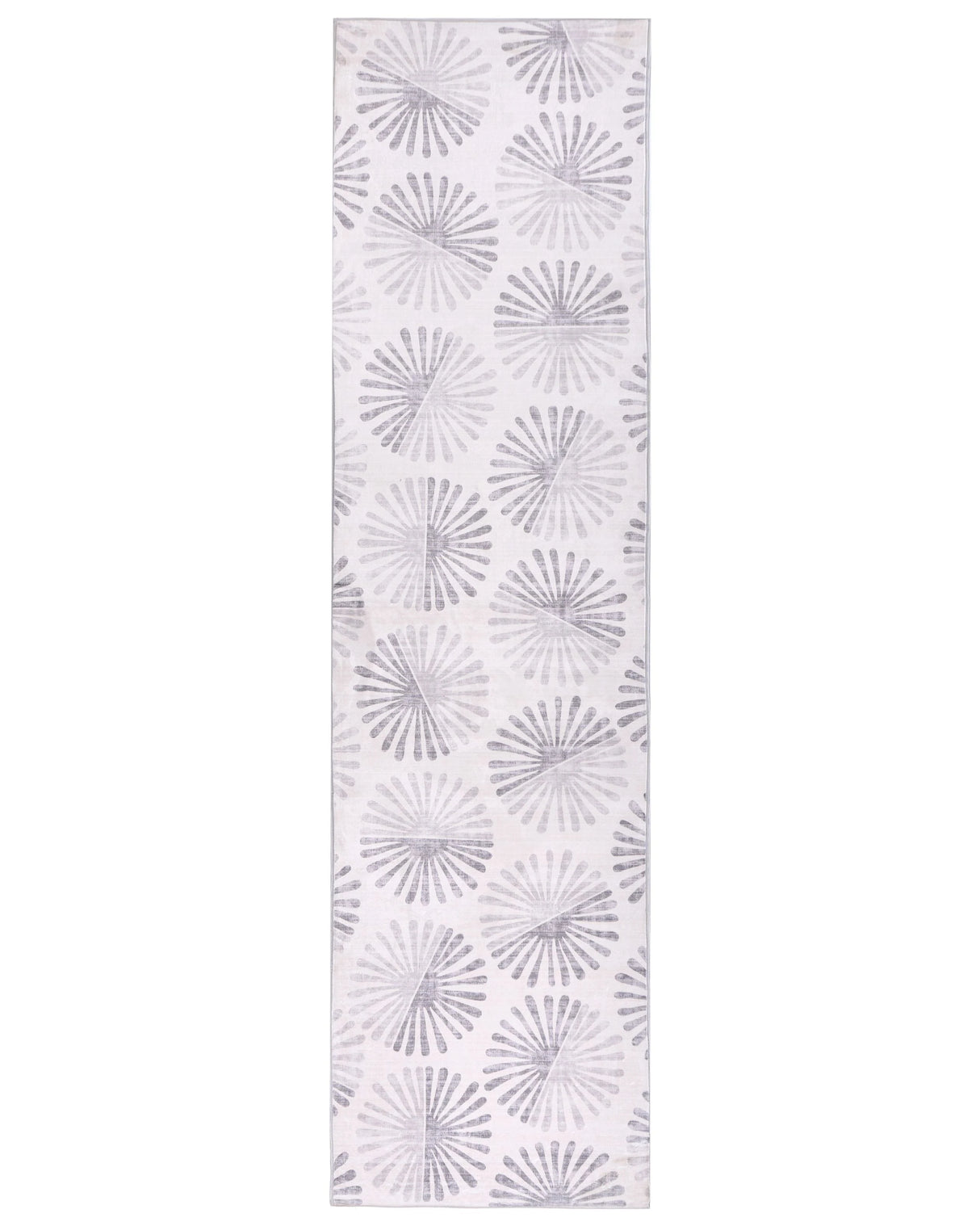 Runner Rug Off-White Fabric 80 x 300 cm Modern Abstract Pattern Hallway For Underfloor Heating Anti-Slip Bottom Beliani