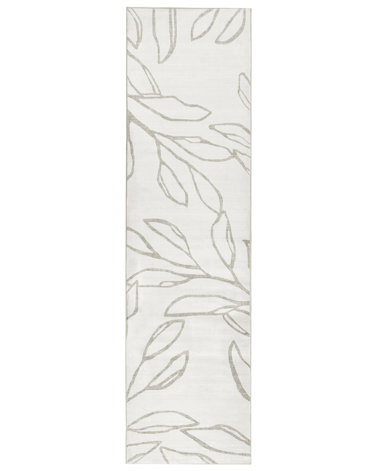 Runner Rug Light Beige Fabric 80 x 300 cm Modern Leaves Pattern Hallway For Underfloor Heating Anti-Slip Bottom Low-Pile Beliani