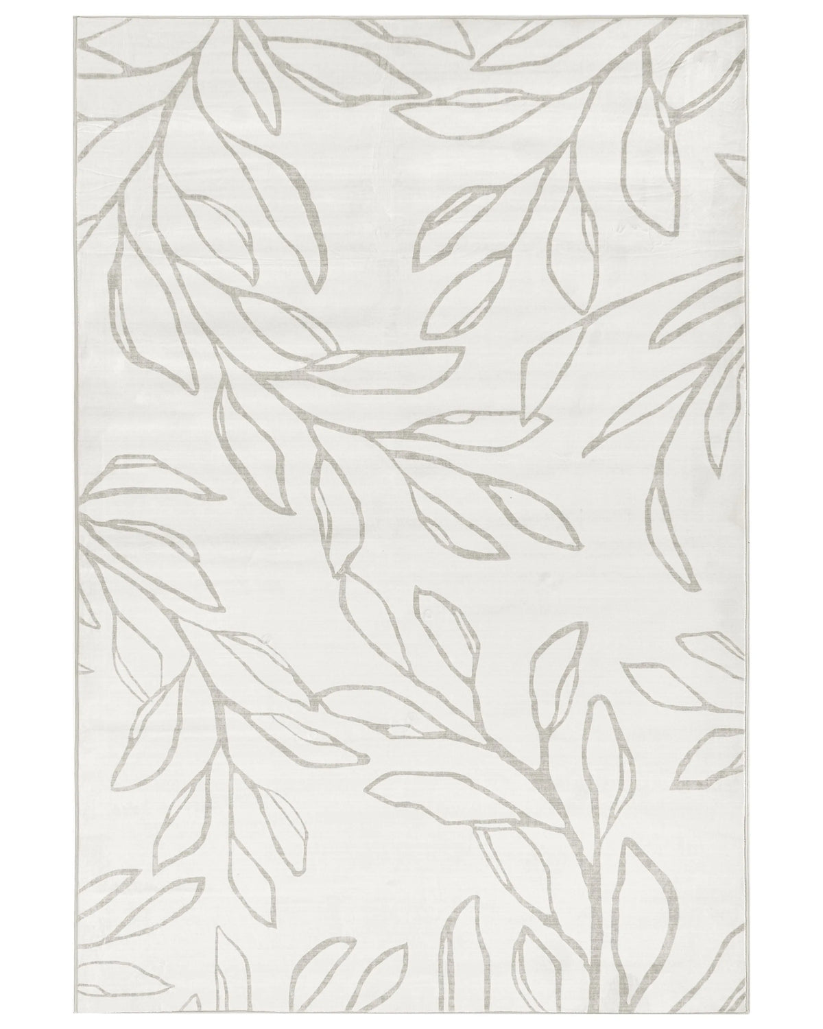 Rug Light Beige Fabric 140 x 200 cm Modern Leaves Pattern Living Room Bedroom For Underfloor Heating Anti-Slip Bottom Low-Pile Beliani
