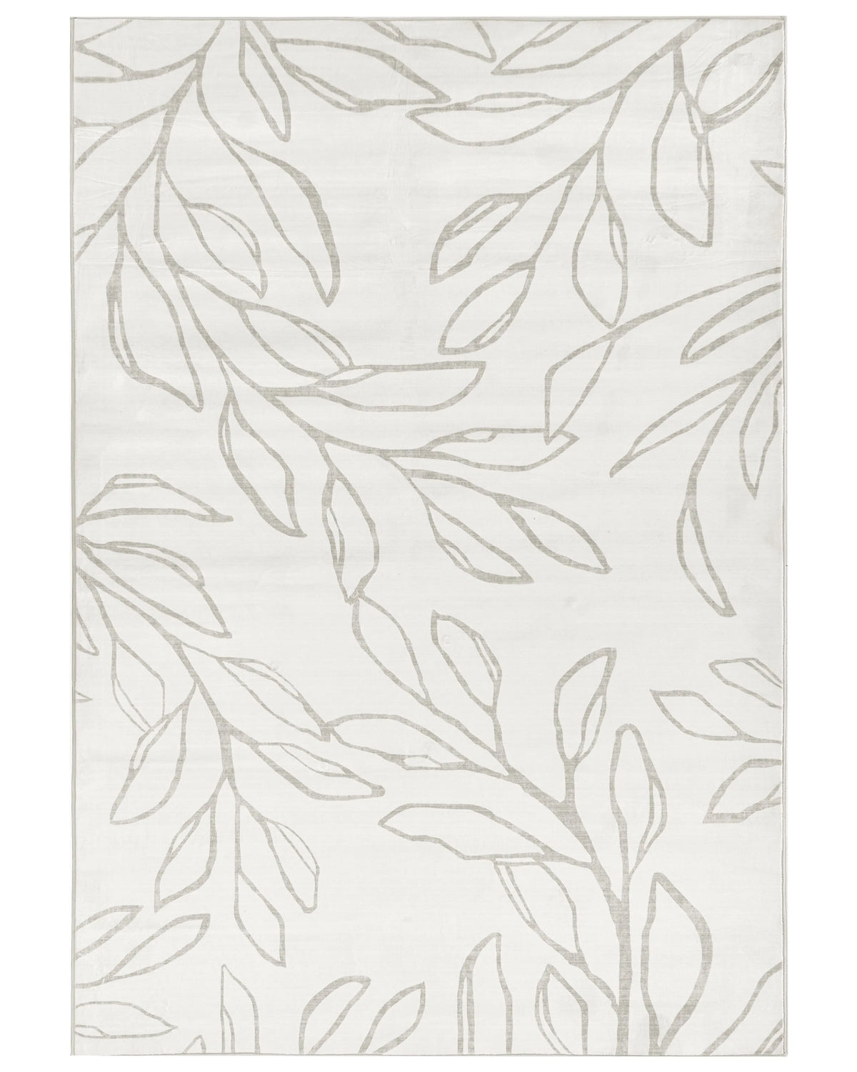 Rug Light Beige Fabric 200 x 300 cm Modern Leaves Pattern Living Room Bedroom For Underfloor Heating Anti-Slip Bottom Low-Pile Beliani