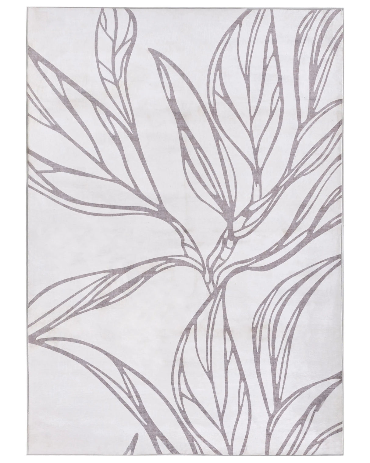 Rug Light Beige Fabric 140 x 200 cm Elegant Minimalistic Leaves Pattern Living Room Bedroom For Underfloor Heating Anti-Slip Bottom Low-Pile Beliani