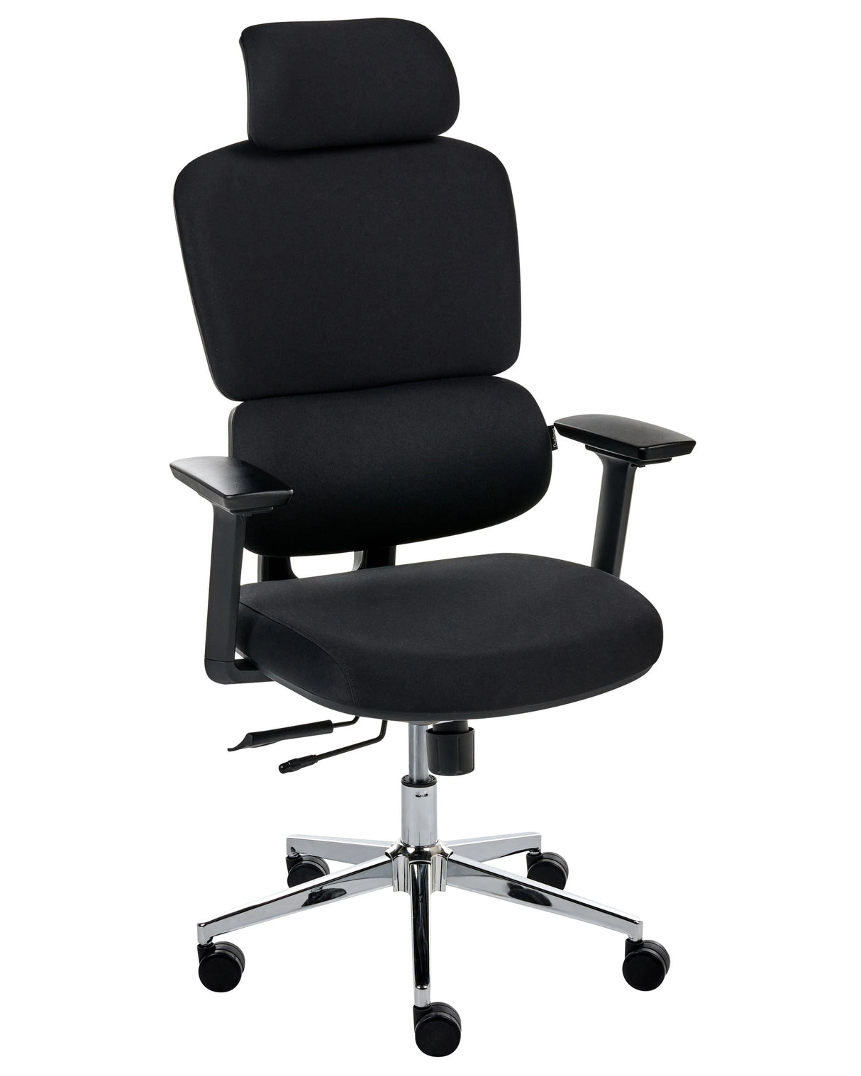 Office Chair Black Polyester Upholstery Adjustable Armrests and Headrest Sliding Seat Height Adjustment Swivel Base Tilting Backrest Beliani