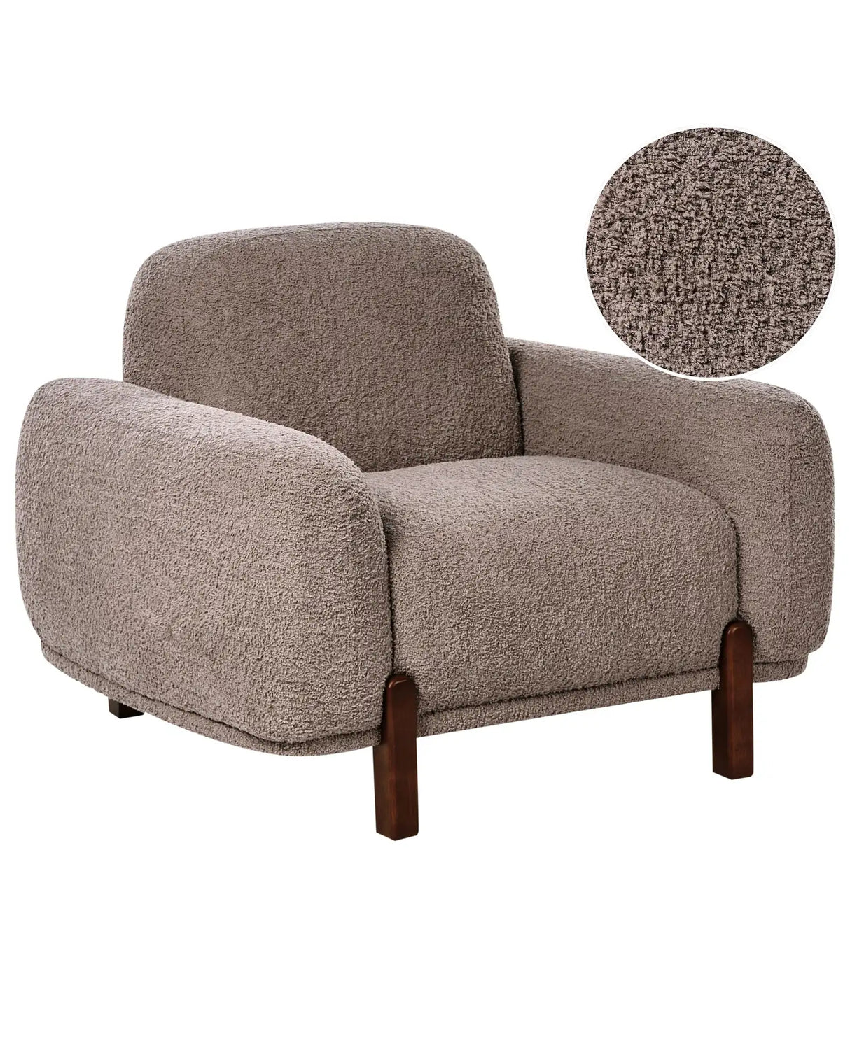 Armchaie Taupe Boucle Upholstery Soft Modern Organic Low Curvilinear Beliani
