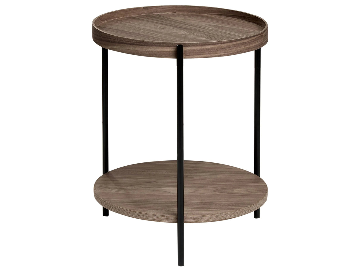 Side Table Dark Brown MDF Metal 49 cm Frame Round Shelf Modern Design Beliani