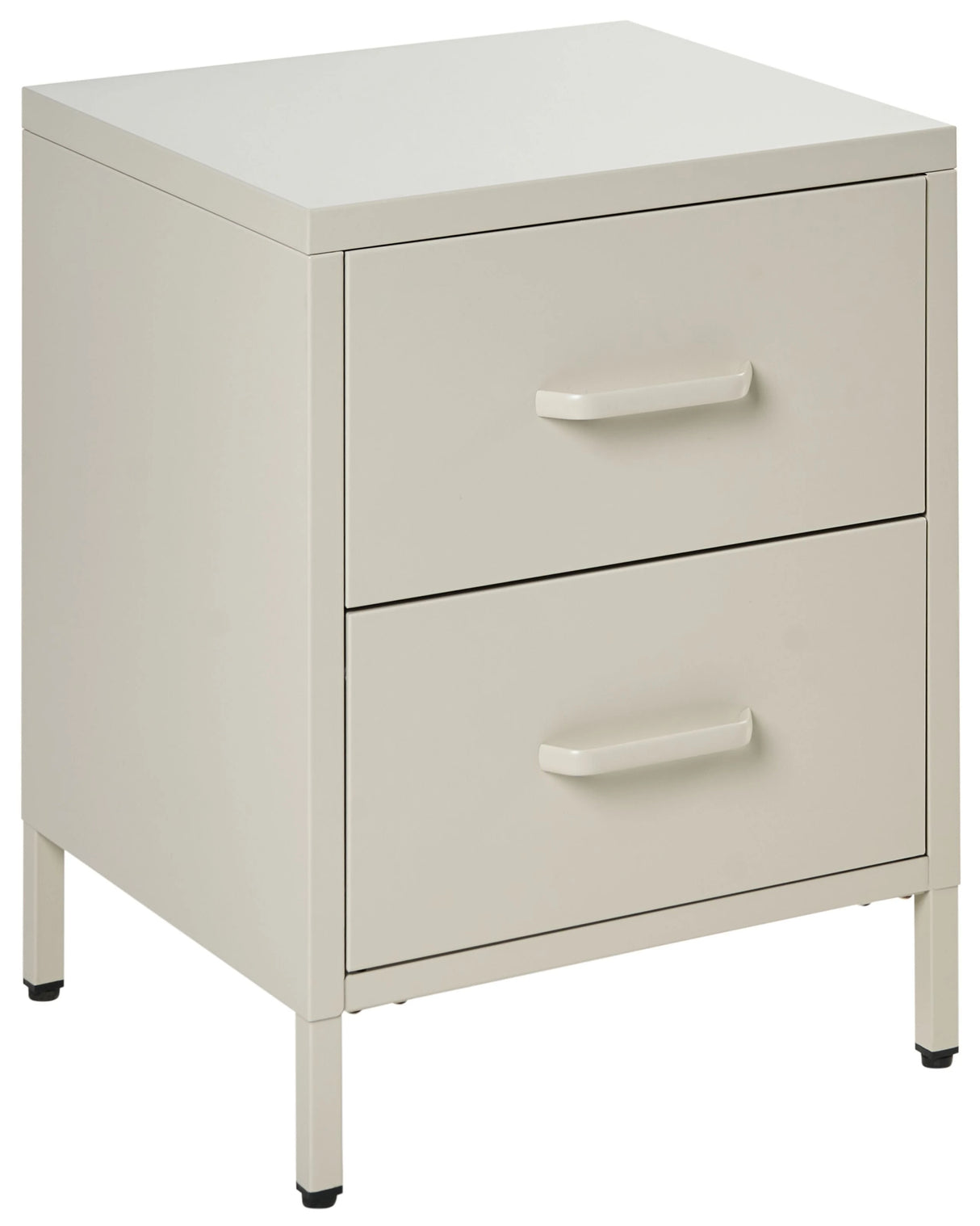 Bedside Table Beige Steel Nightstand Industrial Design 2 Drawers Bedroom Storage Furniture Beliani
