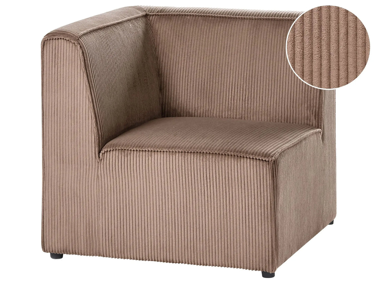 Corner Section Sand Beige Corduroy 1-Seat Jumbo Cord Left Hand Sofa Module Modern Single-Seat Beliani