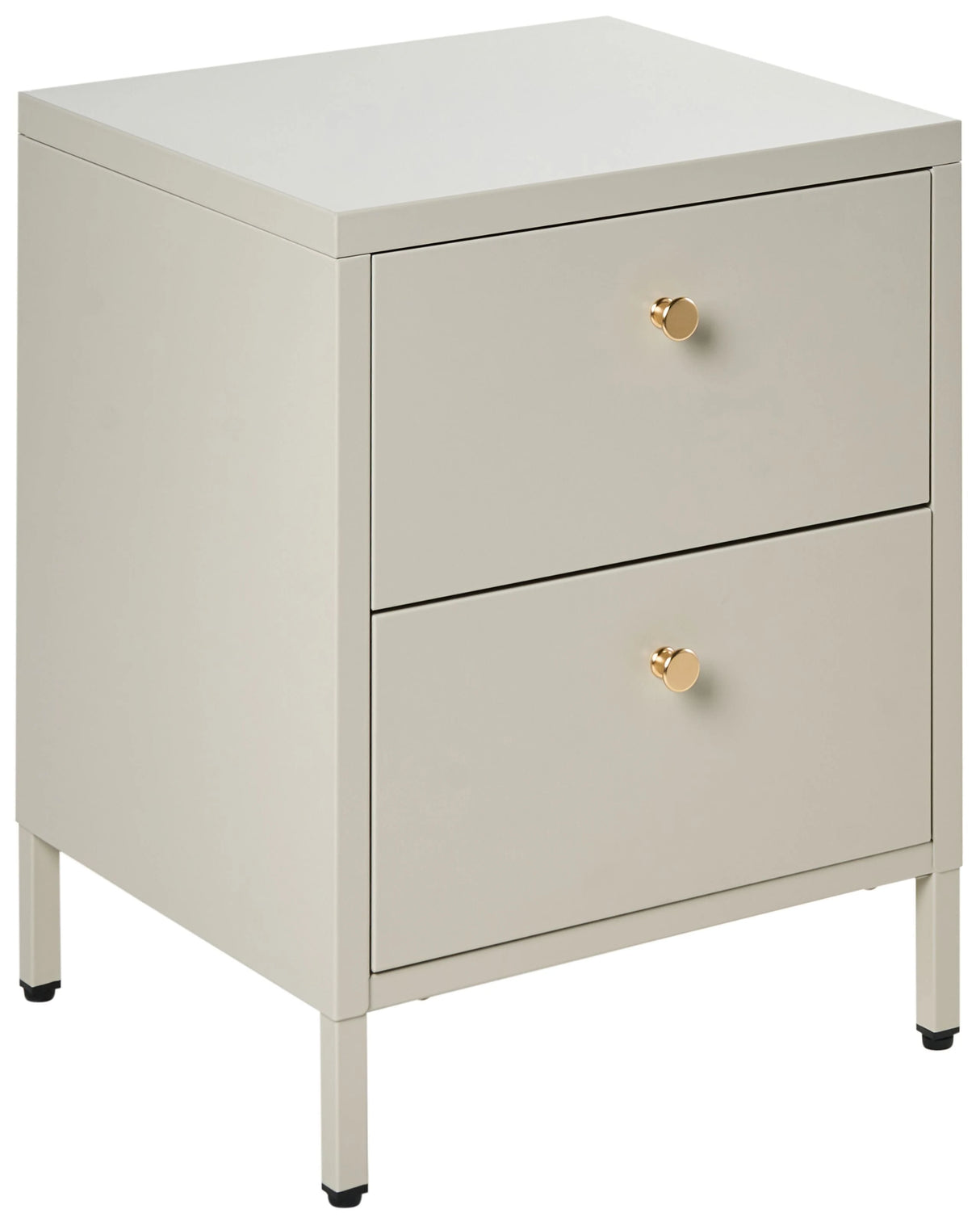 Bedside Table Beige Steel Nightstand Industrial Design 2 Drawers Bedroom Storage Furniture Beliani