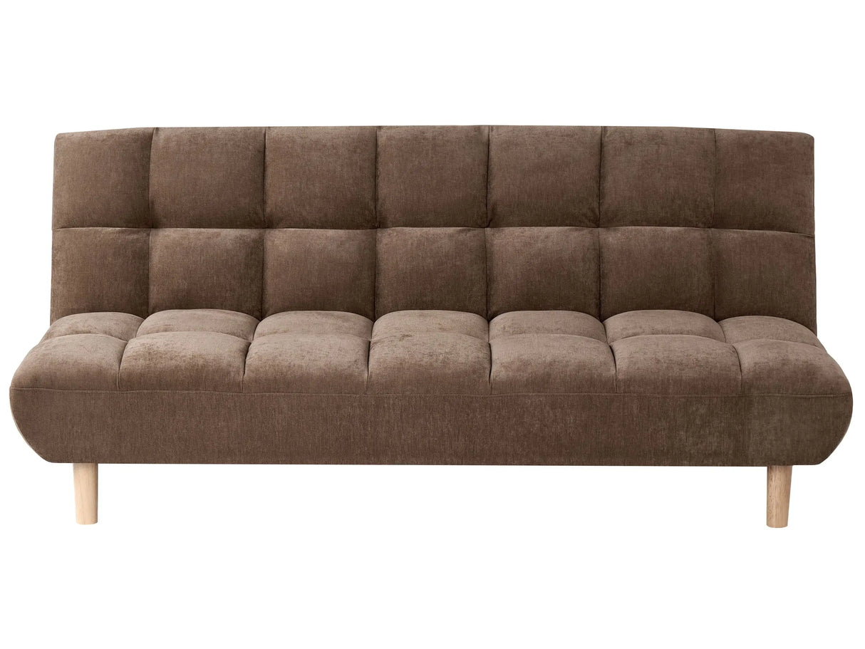 Sofa Bed Brown Fabric Upholstery Wooden Legs 2 Seater Tufted Backrest Ouilted Seat Modern Design Armless Beliani