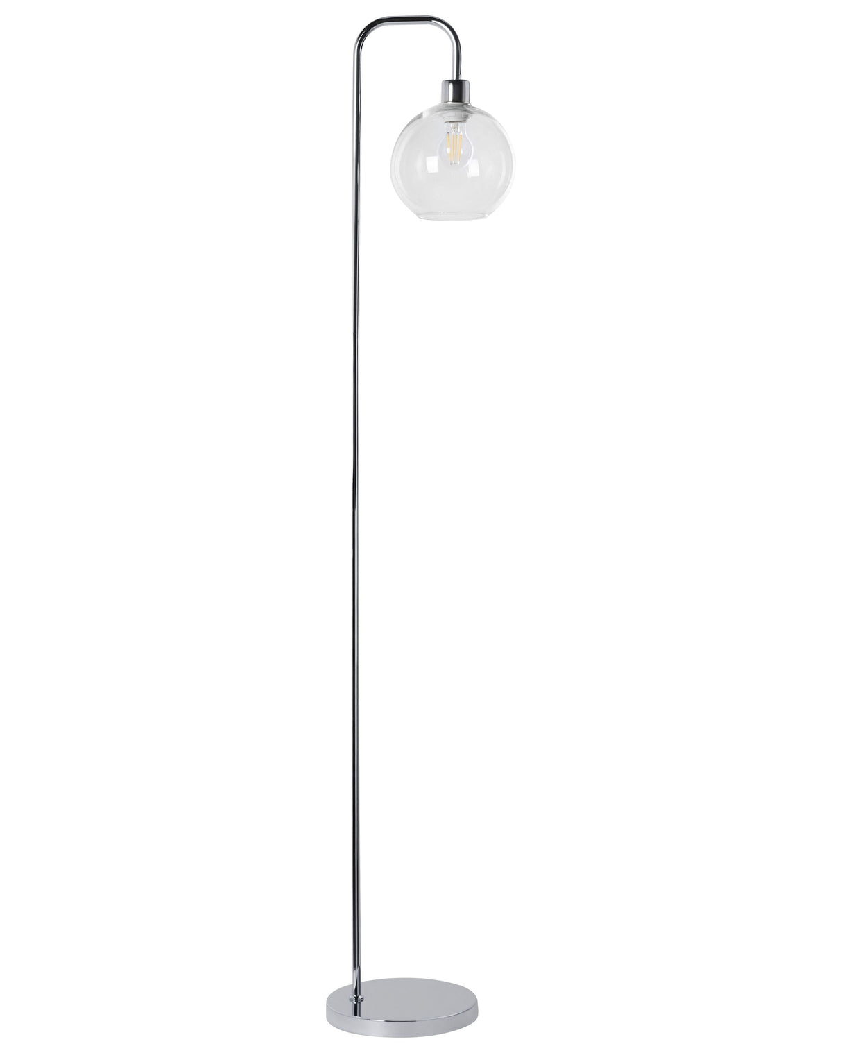 Floor Lamp Silver Metal Base Glass Shade Modern Style Living Room Bedroom Beliani