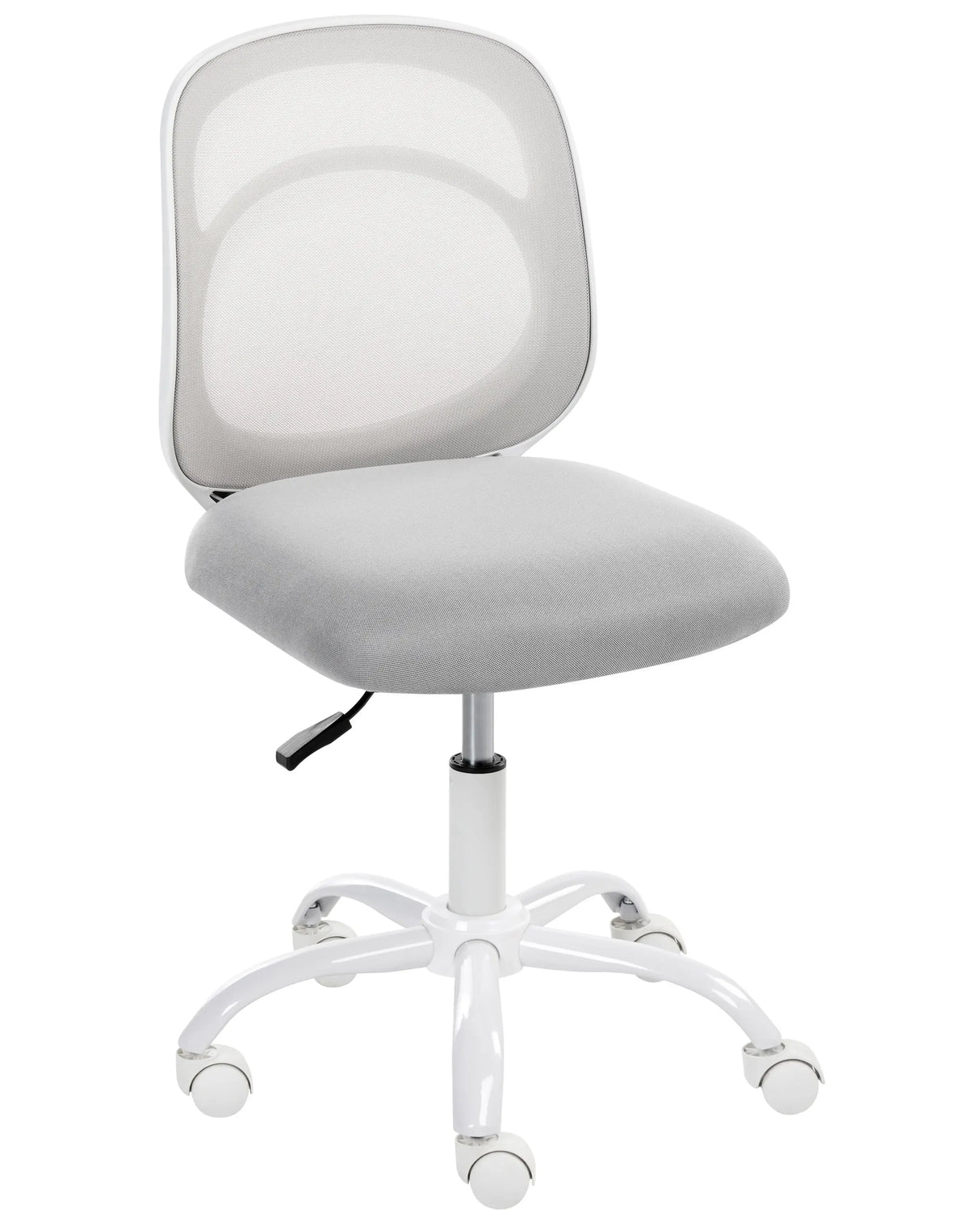 Desk Chair Light Grey Fabric Upholstery Iron Base Swivel Adjustable Height Armless Home Office Kids Room Beliani