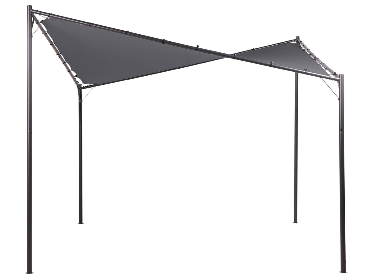 Pergola Dark Grey Polyester Steel 300 x 300 cm Fabric Shade Metal Frame Garden Pavilion Beliani