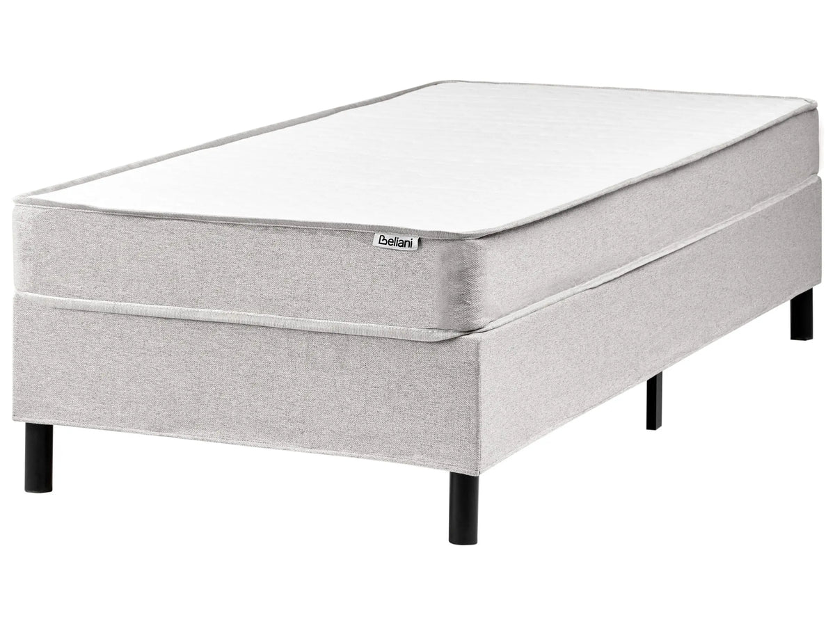 Divan Bed Light Grey Polyester Upholstery EU Single Size 3ft without Headboard Pocket Spring Mattress Bedroom Beliani