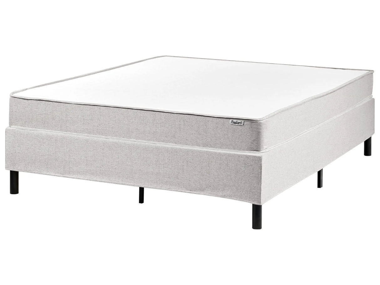 Divan Bed Light Grey Polyester Upholstery EU Double Size 4ft6 without Headboard Pocket Spring Mattress Bedroom Beliani