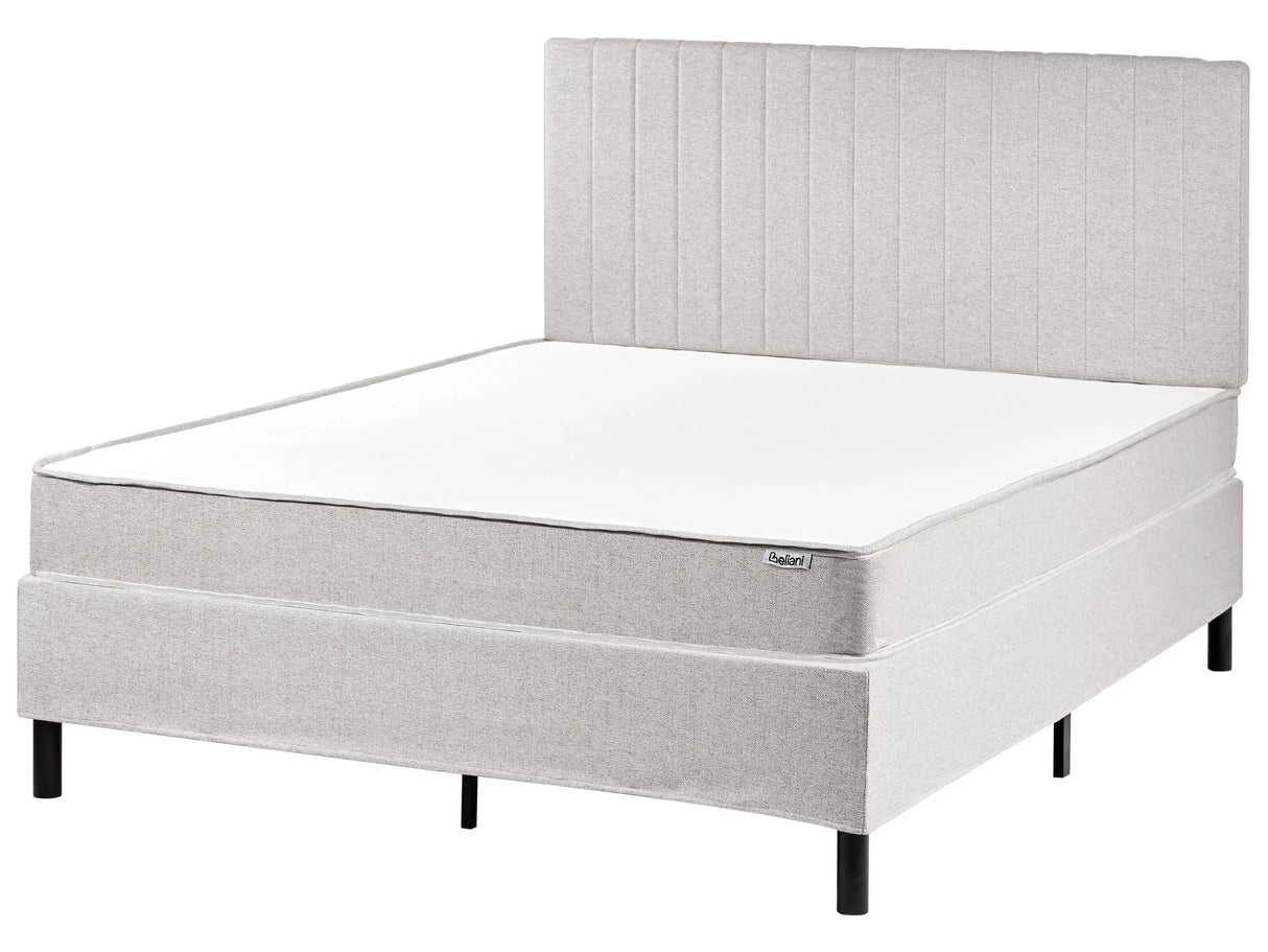Divan Bed Light Grey Polyester Upholstery EU Double Size 4ft6 with Headboard Pocket Spring Mattress Bedroom Beliani