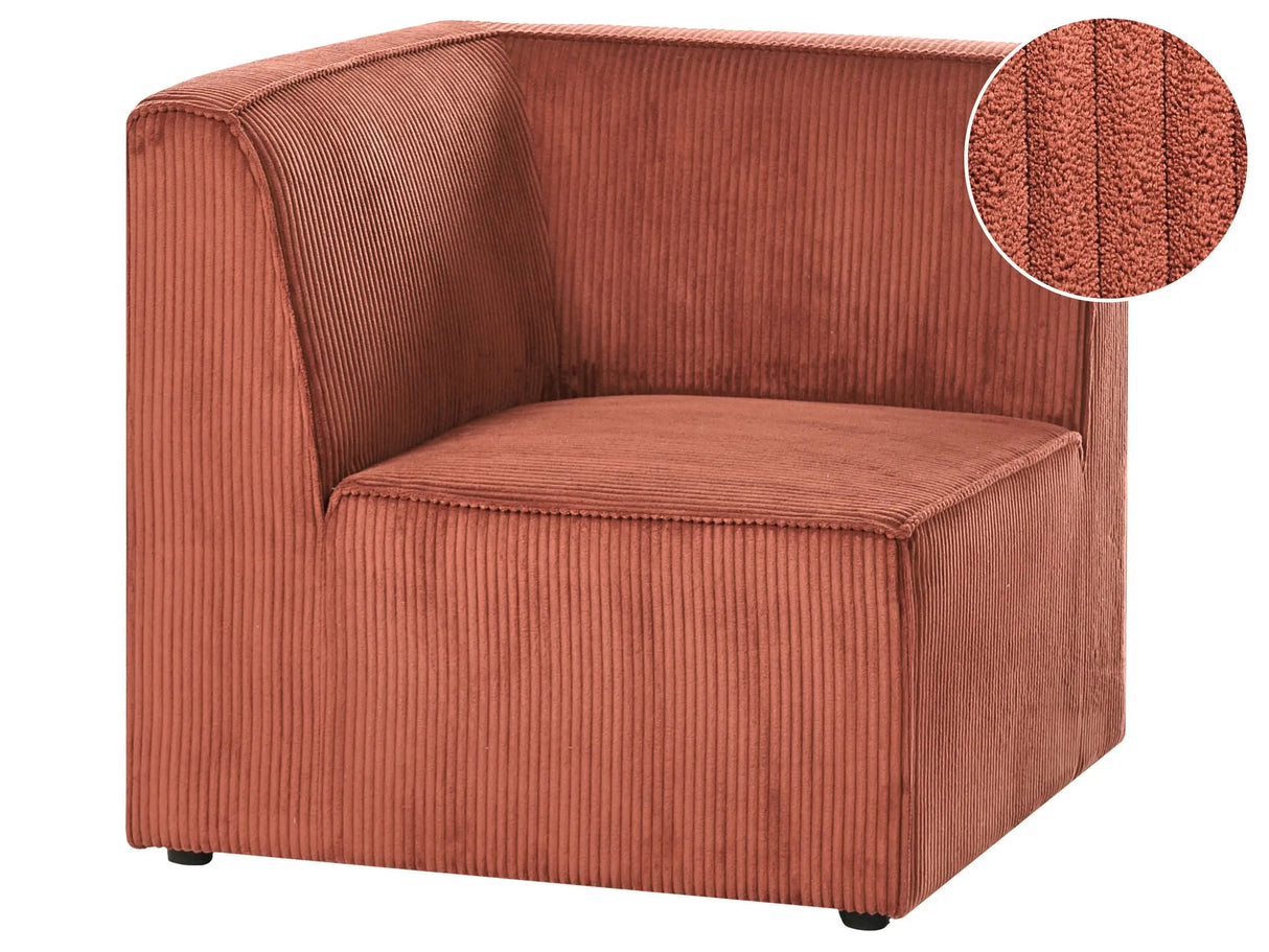 Corner Section Golden Brown Corduroy 1-Seat Jumbo Cord Left Hand Sofa Module Modern Single-Seat Beliani