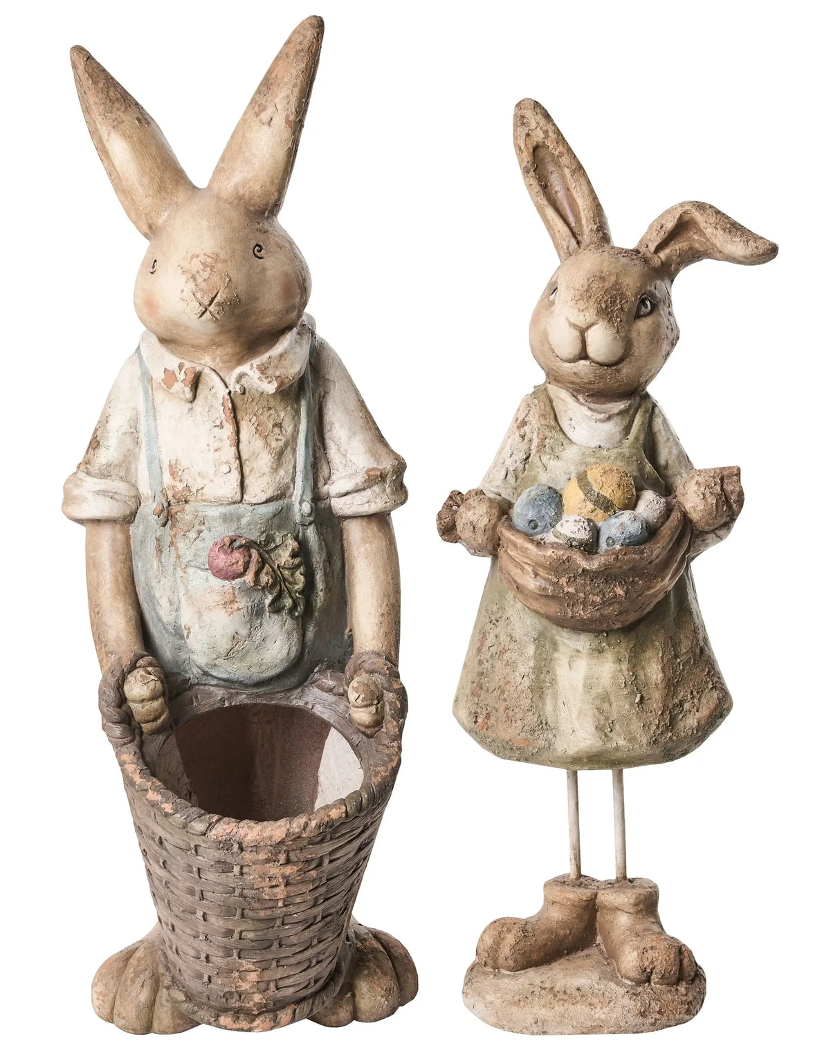 Set of 2 Decorative Figurines Multicolour MgO Accent Piece Easter Bunny Indoor Outdoor Decoration Living Room Garden Beliani