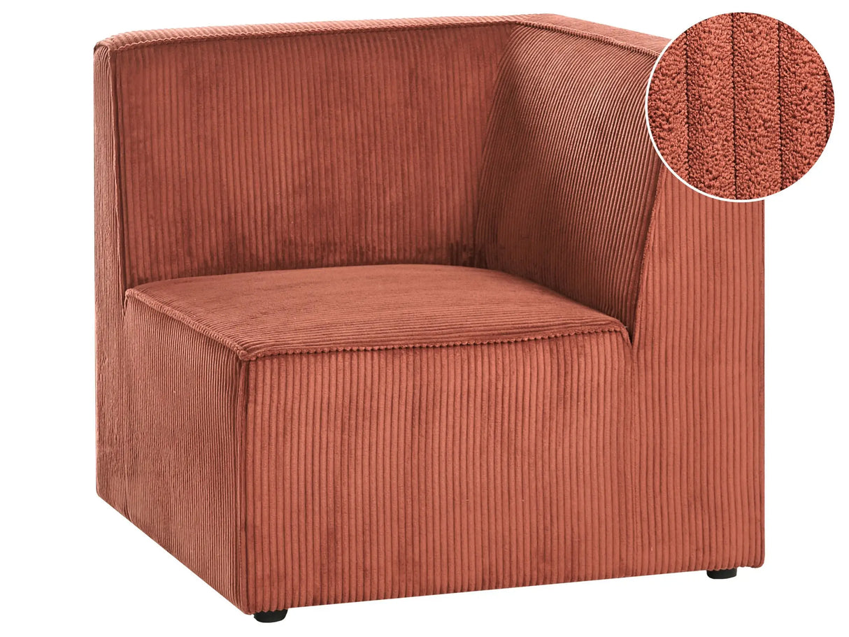 Corner Section Golden Brown Corduroy 1-Seat Jumbo Cord Right Hand Sofa Module Modern Single-Seat Beliani